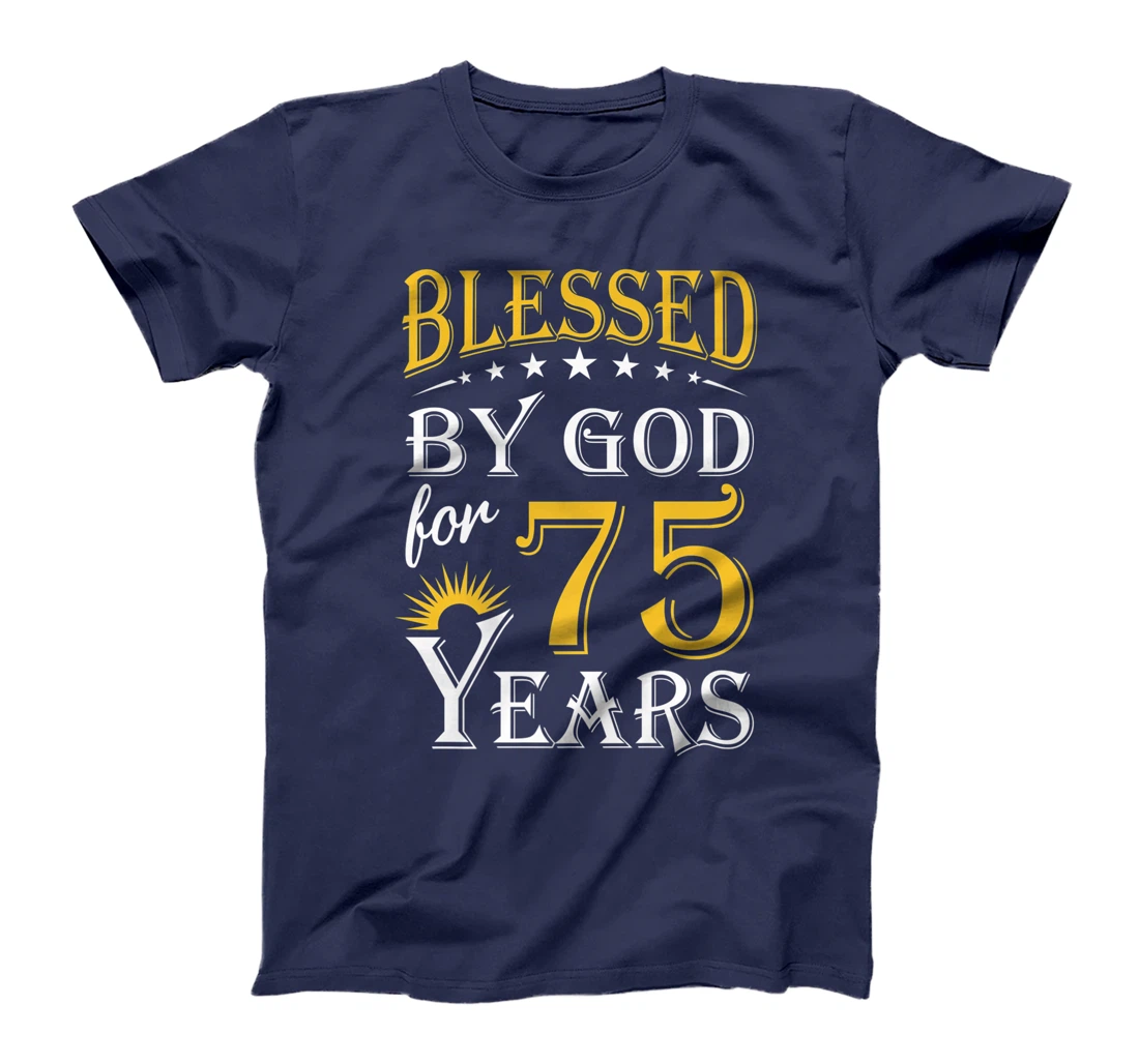 Vintage Blessed by God for 75 years Happy 75th Birthday Premium T-Shirt