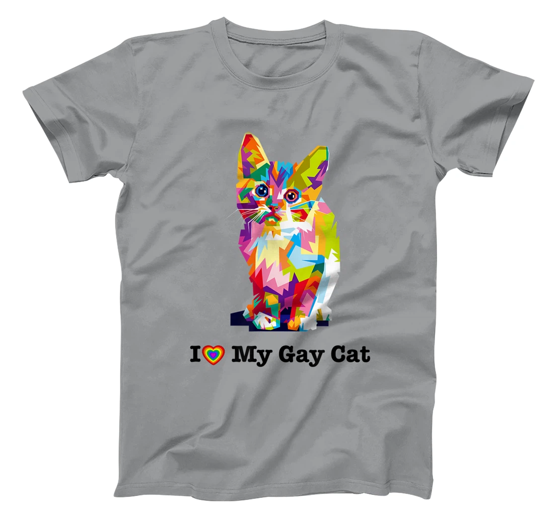 I Love My Gay Cat Heart Funny LGBT T-Shirt, Kid T-Shirt and Women T-Shirt
