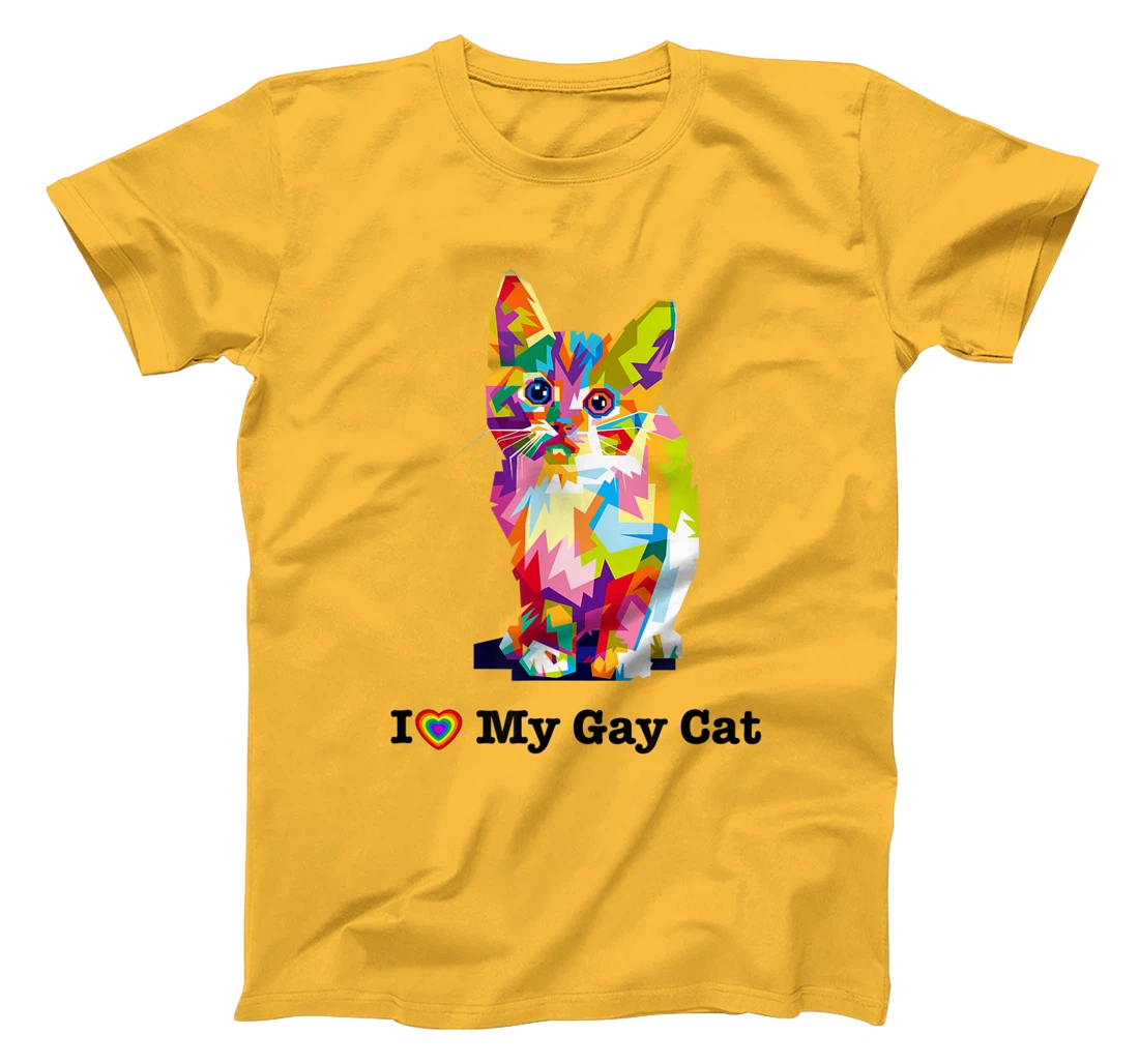 I Love My Gay Cat Heart Funny LGBT T-Shirt, Kid T-Shirt and Women T-Shirt
