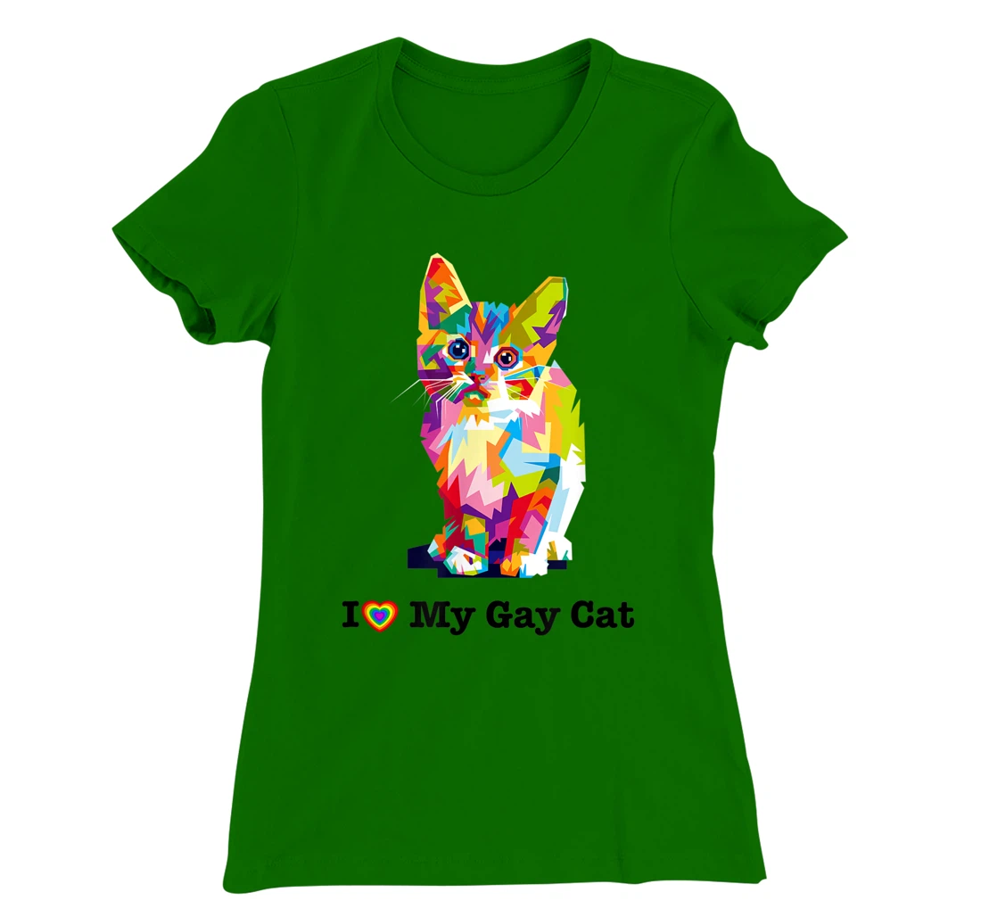 I Love My Gay Cat Heart Funny LGBT T-Shirt, Kid T-Shirt and Women T-Shirt