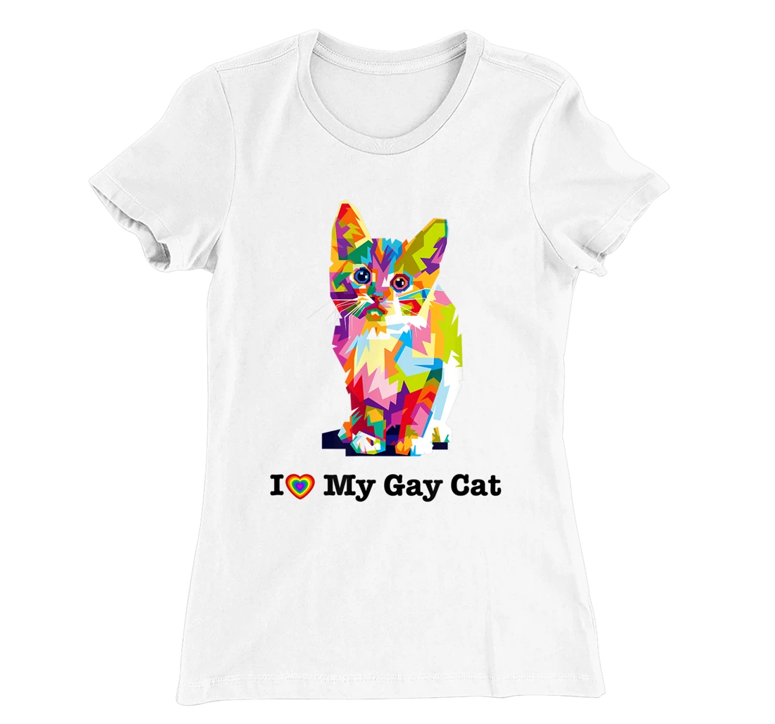 I Love My Gay Cat Heart Funny LGBT T-Shirt, Kid T-Shirt and Women T-Shirt