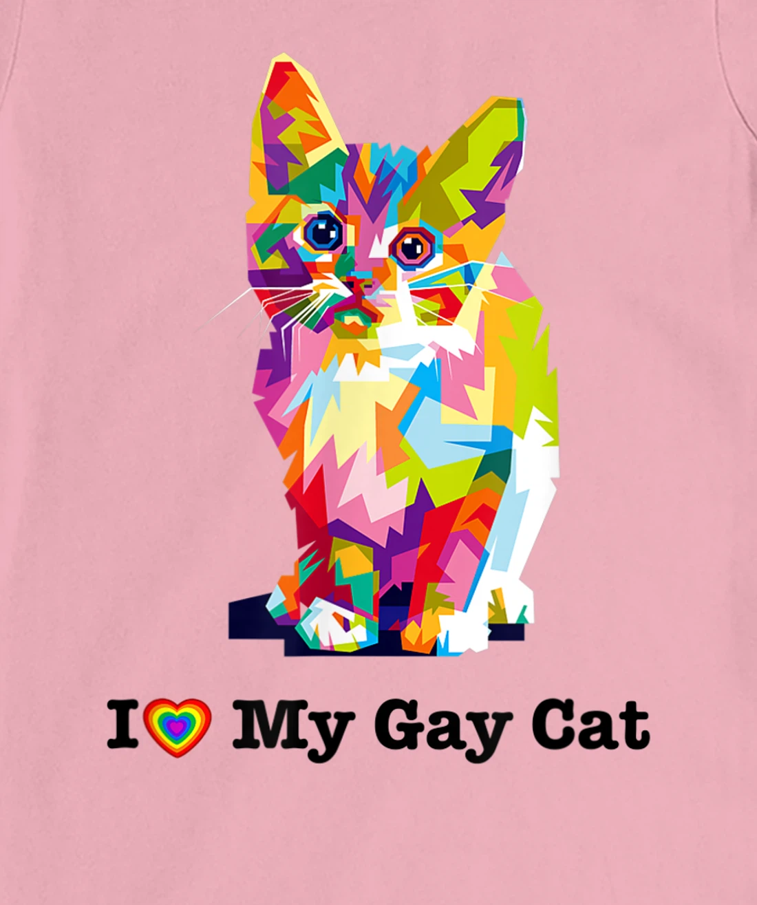 I Love My Gay Cat Heart Funny LGBT T-Shirt, Kid T-Shirt and Women T-Shirt