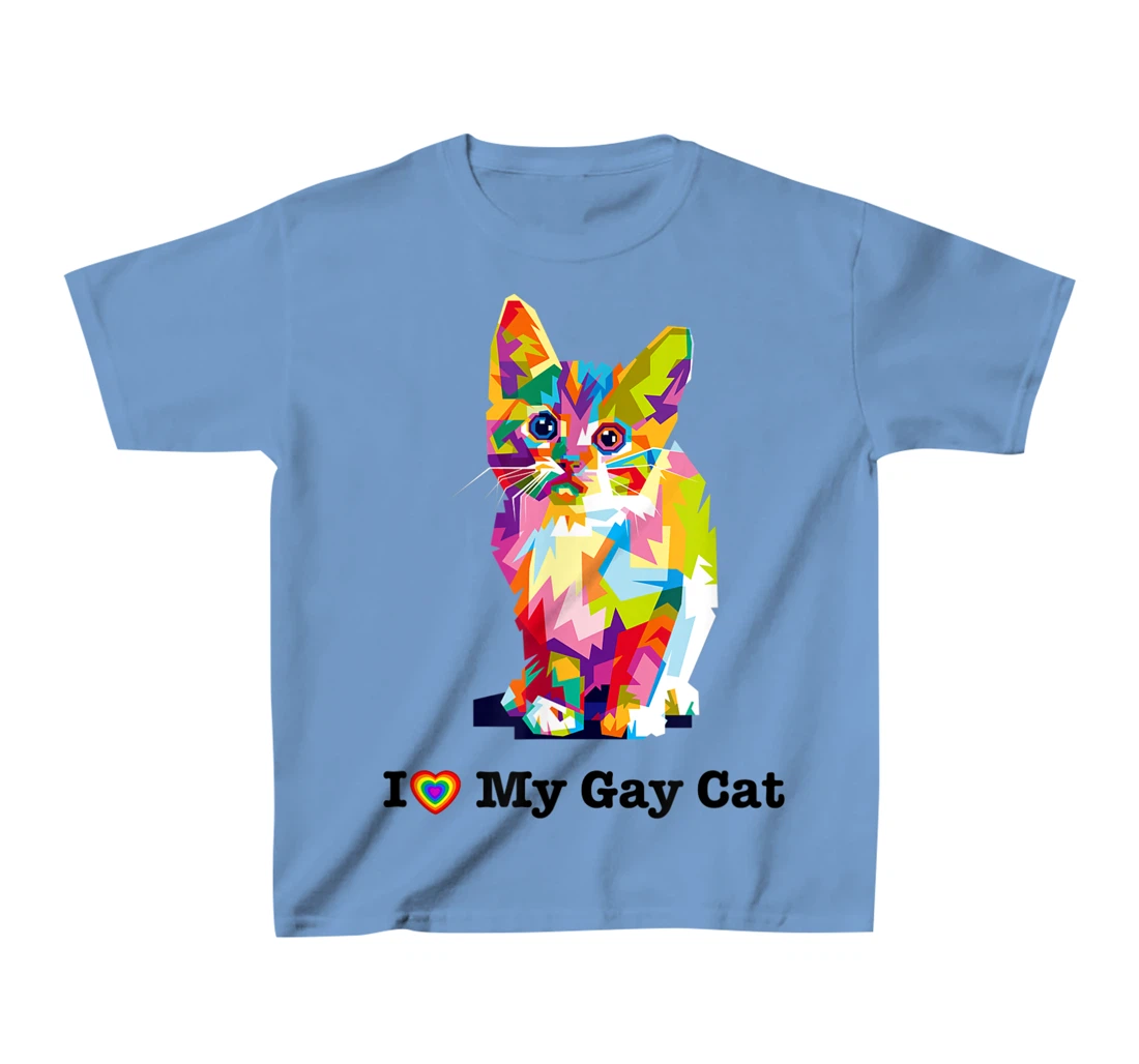 I Love My Gay Cat Heart Funny LGBT T-Shirt, Kid T-Shirt and Women T-Shirt