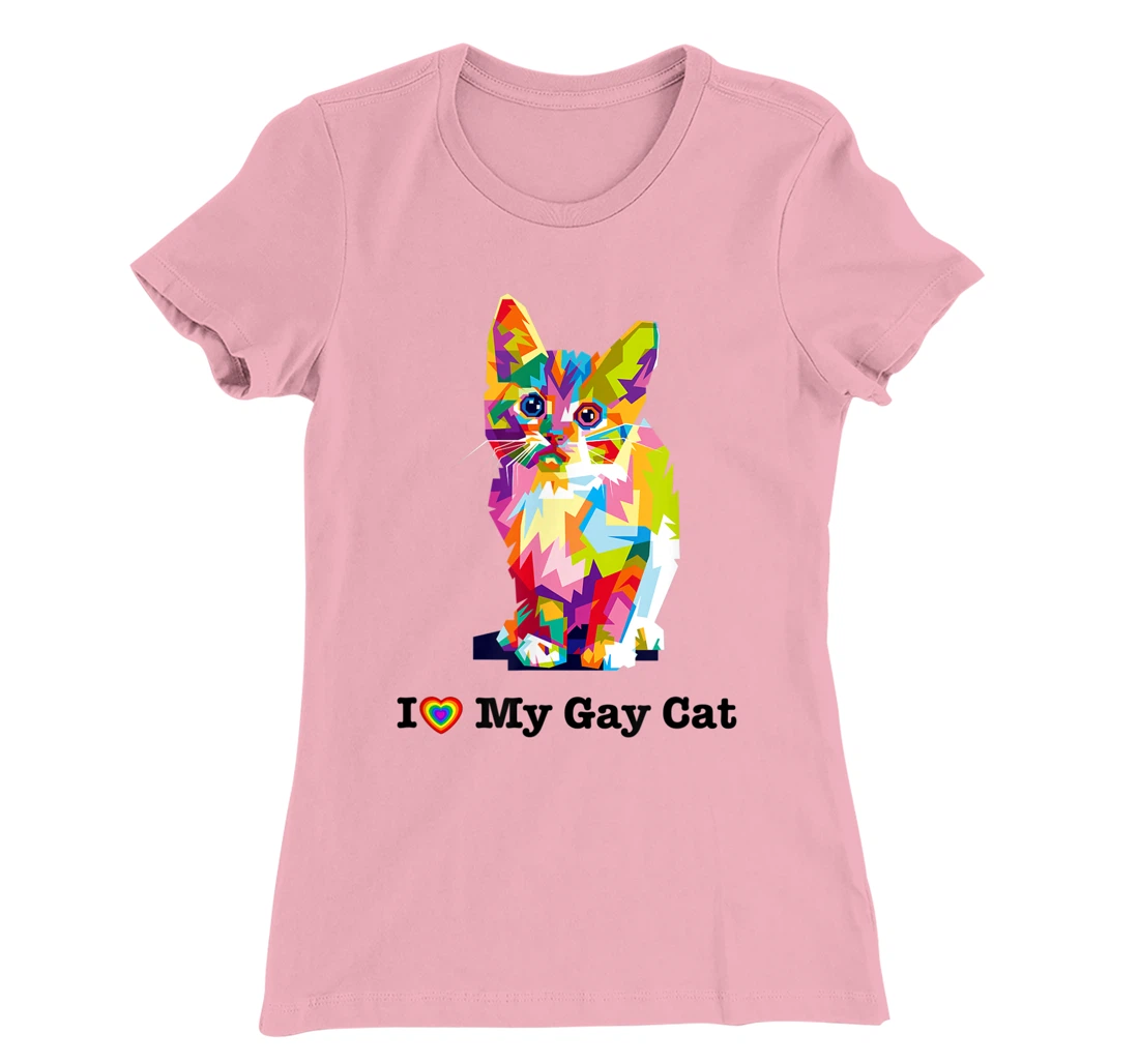 I Love My Gay Cat Heart Funny LGBT T-Shirt, Kid T-Shirt and Women T-Shirt