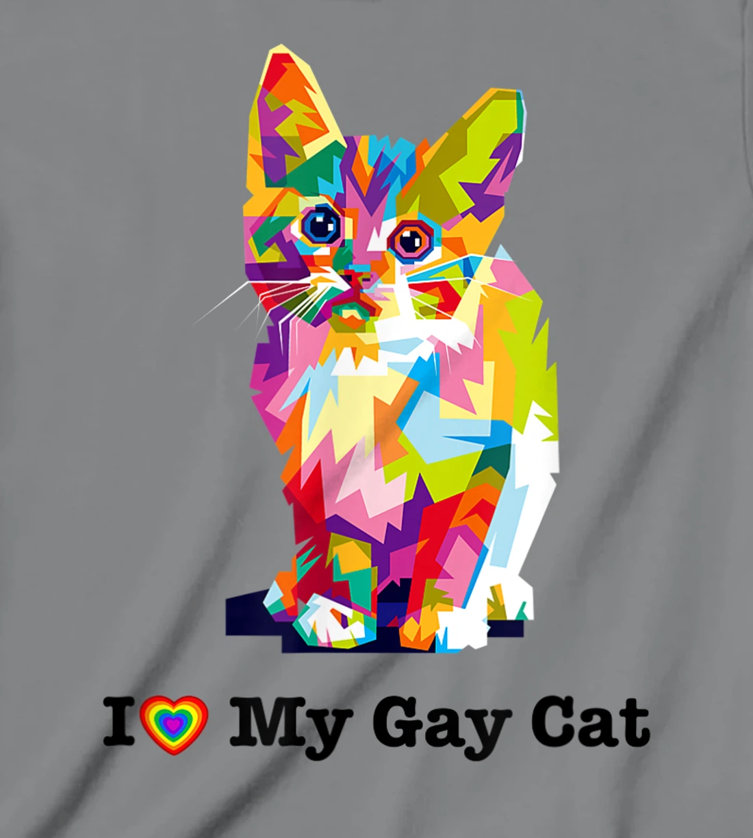 I Love My Gay Cat Heart Funny LGBT T-Shirt, Kid T-Shirt and Women T-Shirt