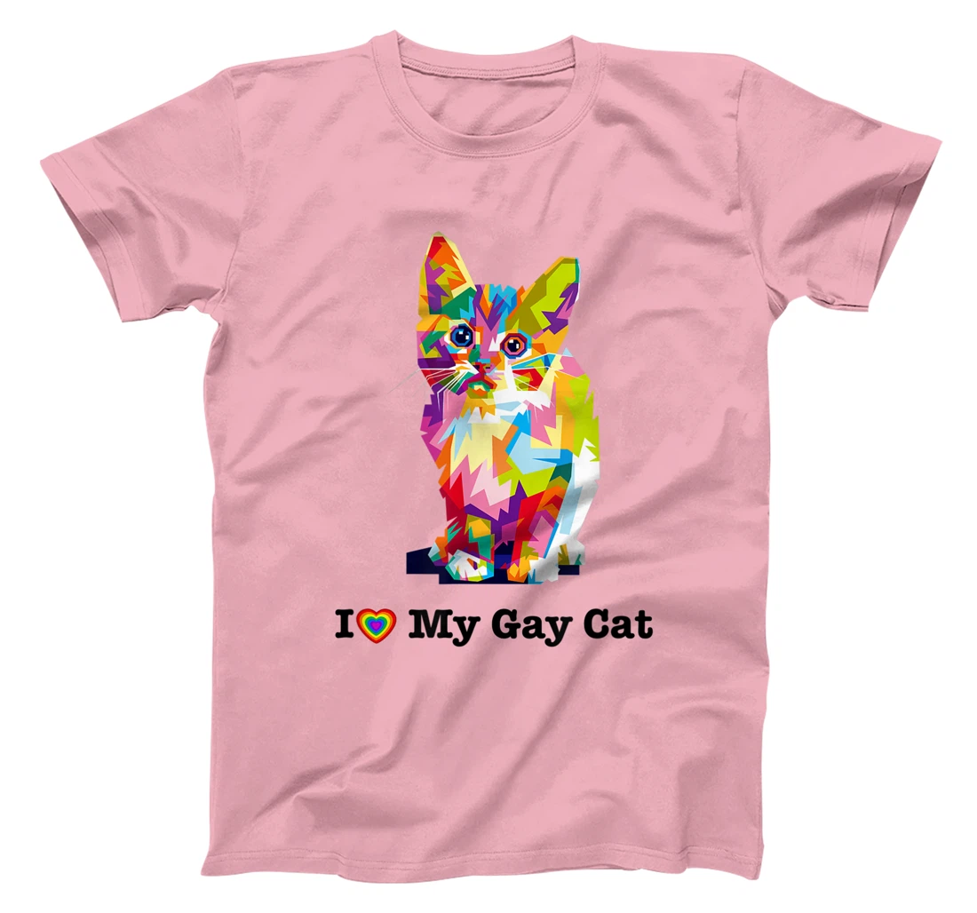 I Love My Gay Cat Heart Funny LGBT T-Shirt, Kid T-Shirt and Women T-Shirt