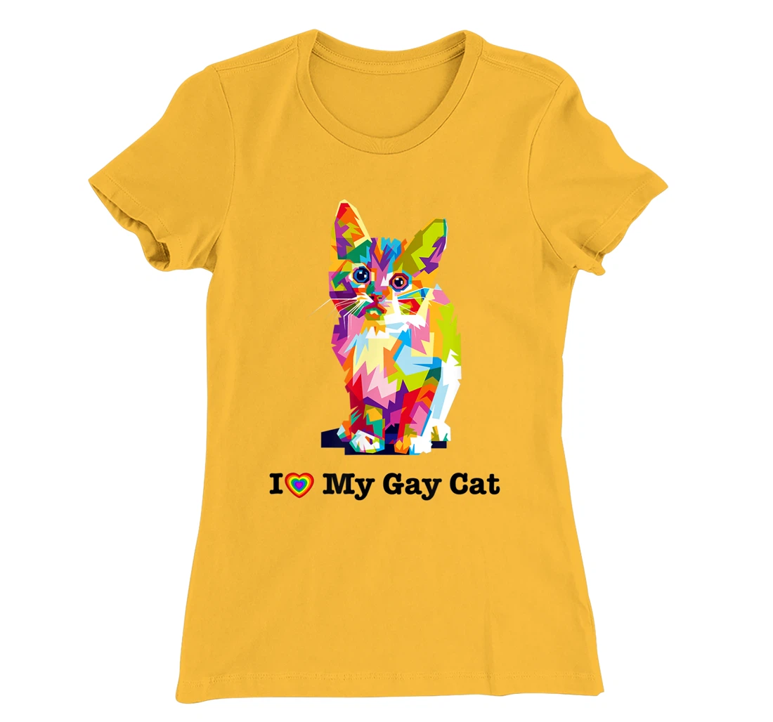 I Love My Gay Cat Heart Funny LGBT T-Shirt, Kid T-Shirt and Women T-Shirt
