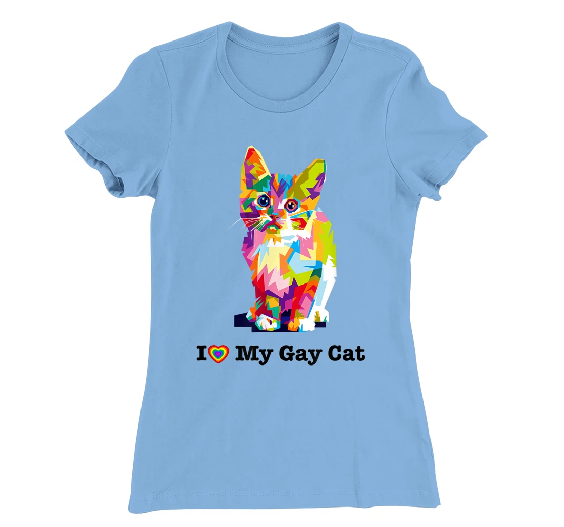 I Love My Gay Cat Heart Funny LGBT T-Shirt, Kid T-Shirt and Women T-Shirt