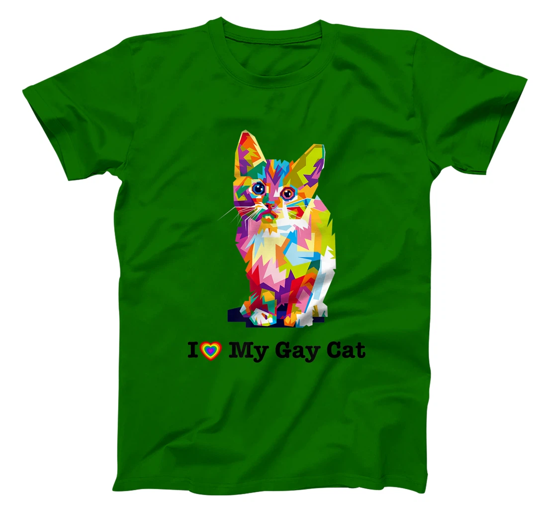 I Love My Gay Cat Heart Funny LGBT T-Shirt, Kid T-Shirt and Women T-Shirt