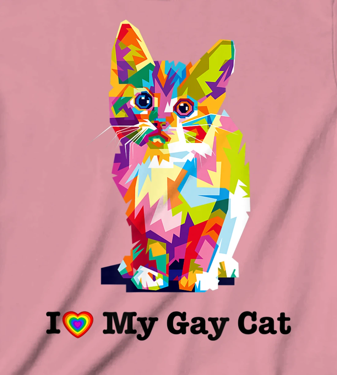 I Love My Gay Cat Heart Funny LGBT T-Shirt, Kid T-Shirt and Women T-Shirt