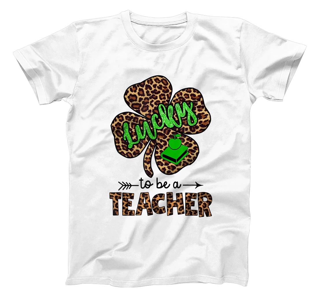 Womens Lucky To Be A Teacher Leopard Shamrock St Patricks Day Women T-Shirt, Women T-Shirt