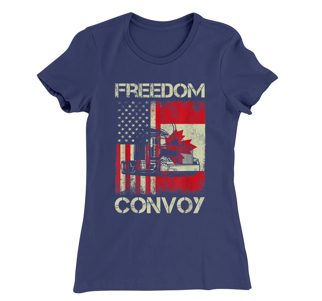 Freedom Convoy 2022 Support Canadian Truckers Mandate Truck T-Shirt, Women T-Shirt