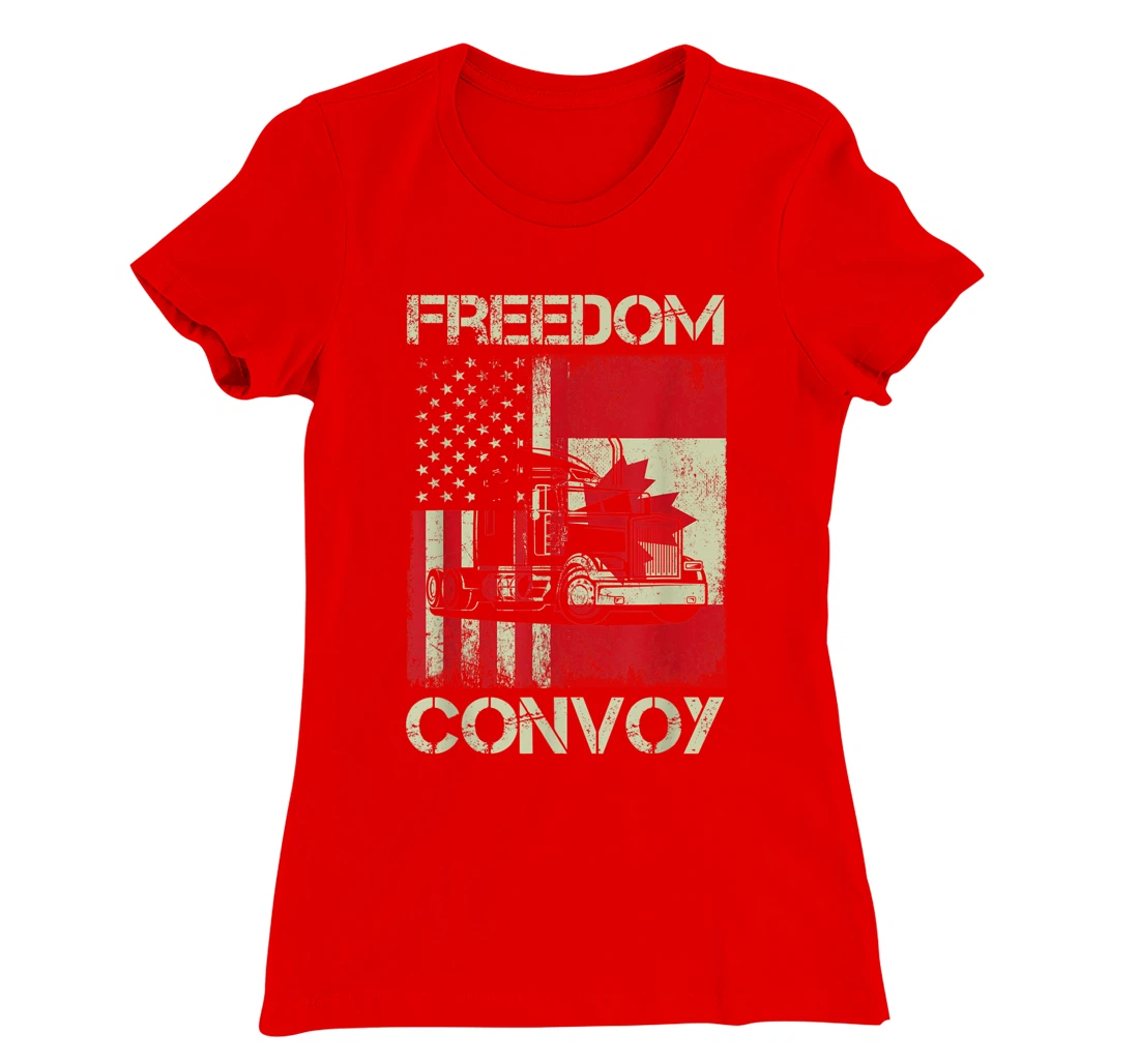 Freedom Convoy 2022 Support Canadian Truckers Mandate Truck T-Shirt, Women T-Shirt
