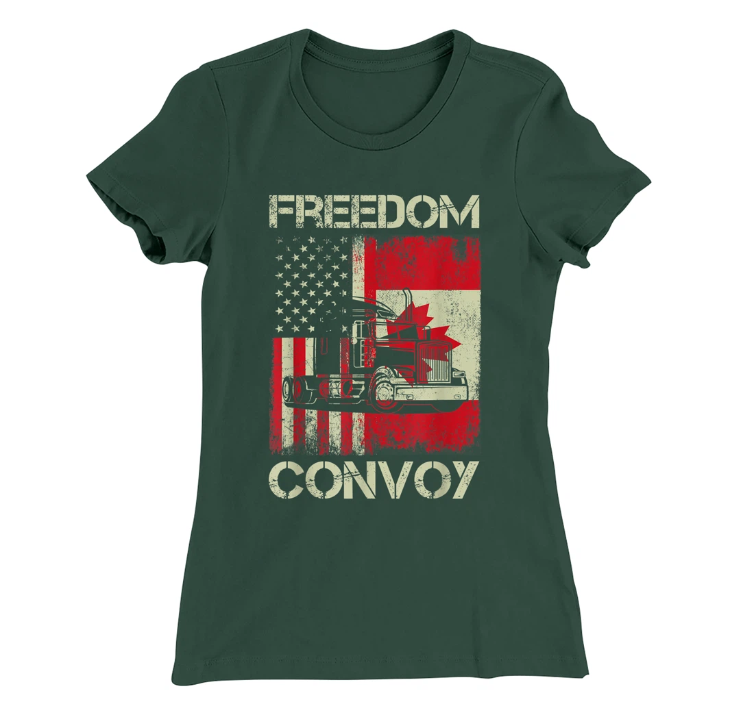 Freedom Convoy 2022 Support Canadian Truckers Mandate Truck T-Shirt, Women T-Shirt