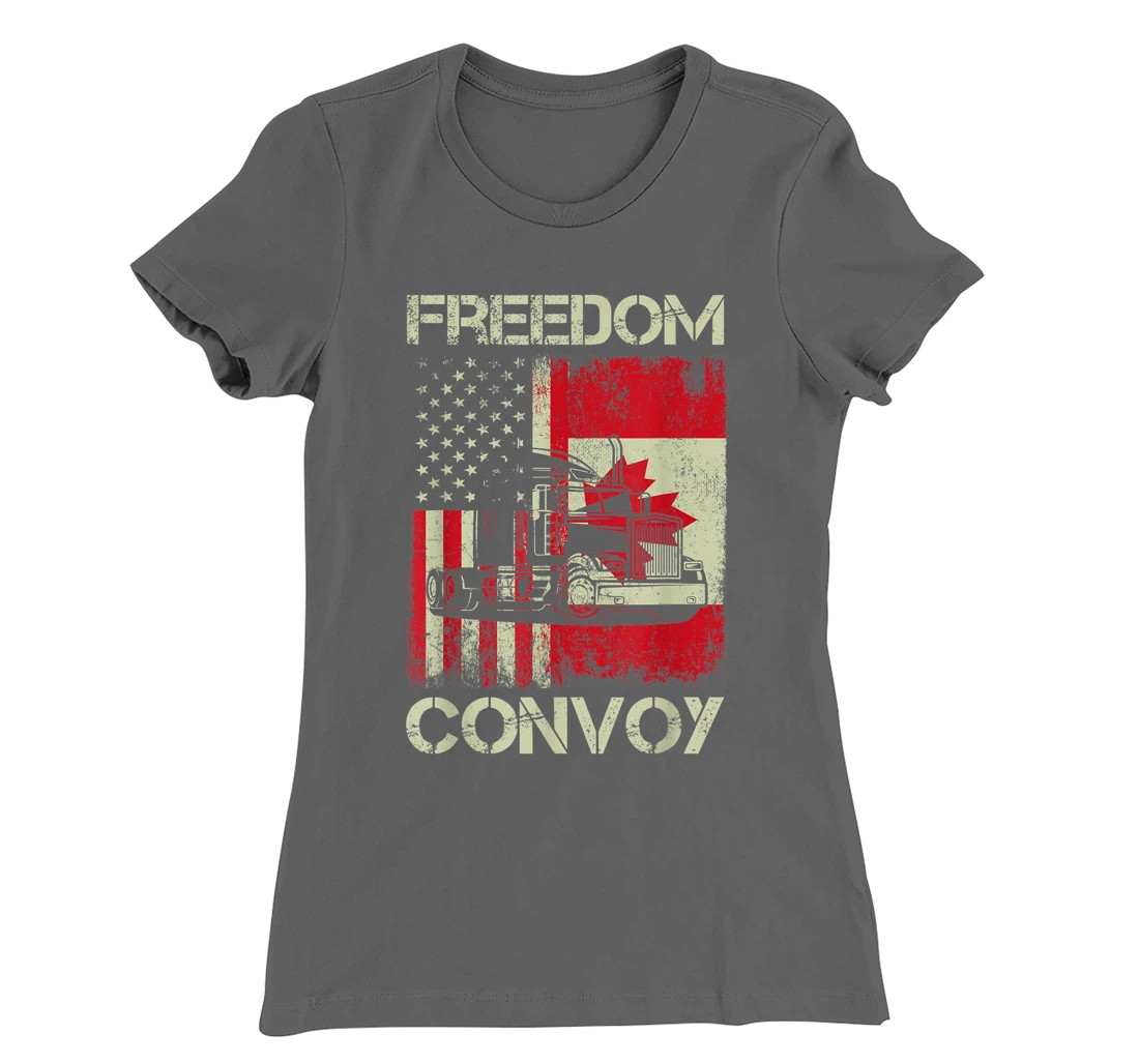 Freedom Convoy 2022 Support Canadian Truckers Mandate Truck T-Shirt, Women T-Shirt