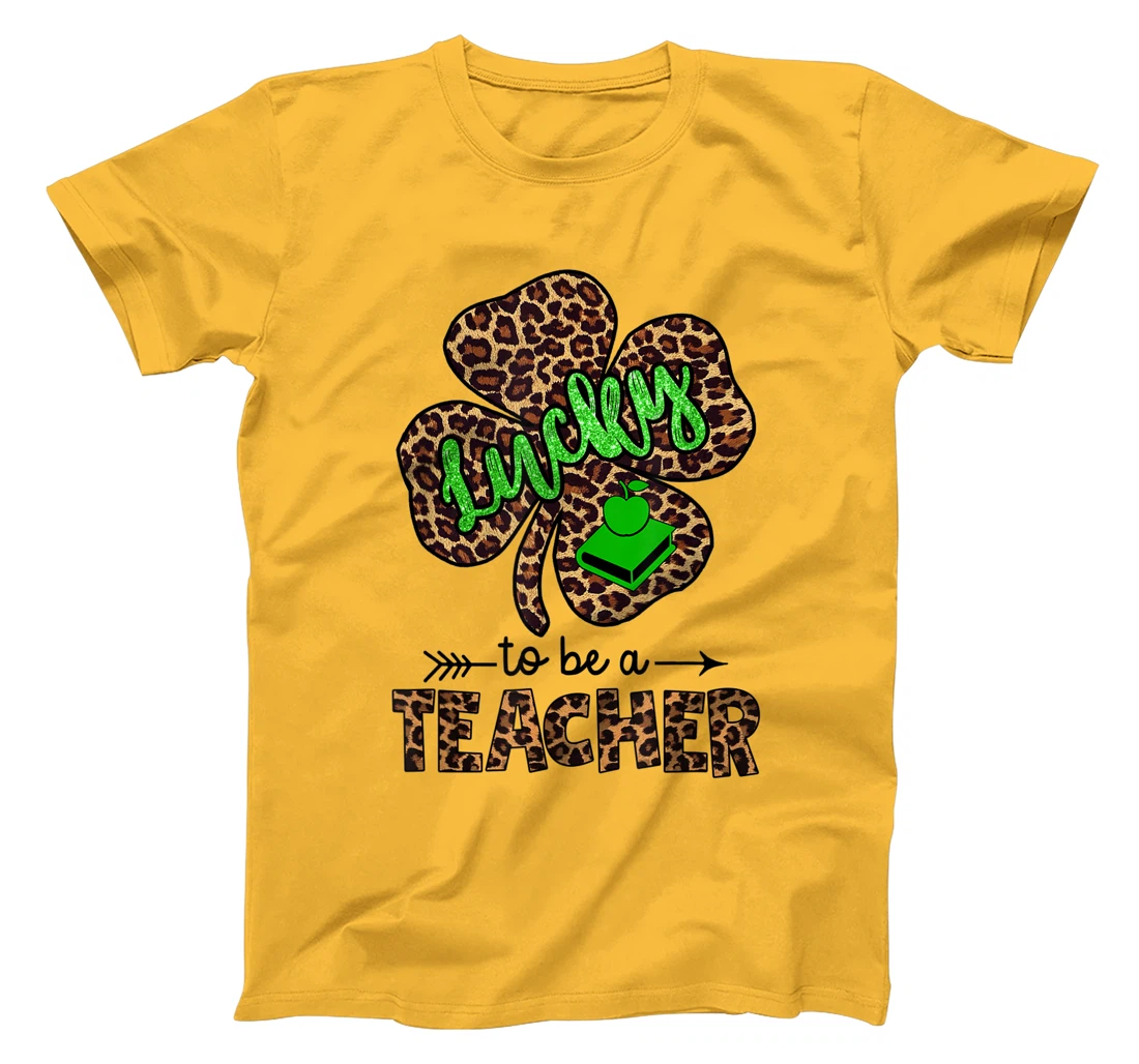 Womens Lucky To Be A Teacher Leopard Shamrock St Patricks Day Women T-Shirt, Women T-Shirt