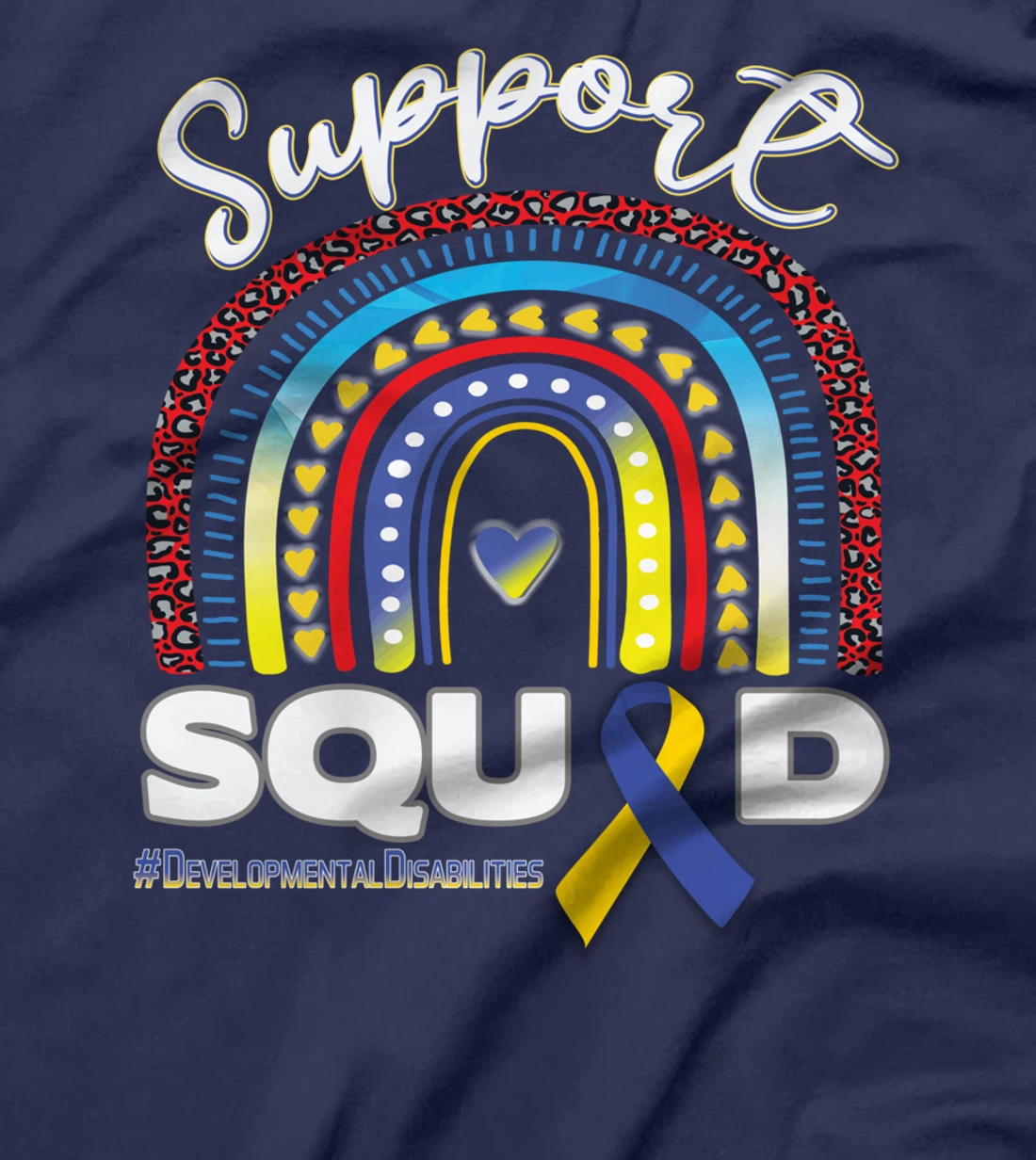 Developmental Disabilities Support Squad Blue Yellow Ribbon T-Shirt