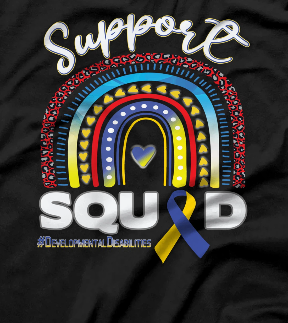Developmental Disabilities Support Squad Blue Yellow Ribbon T-Shirt