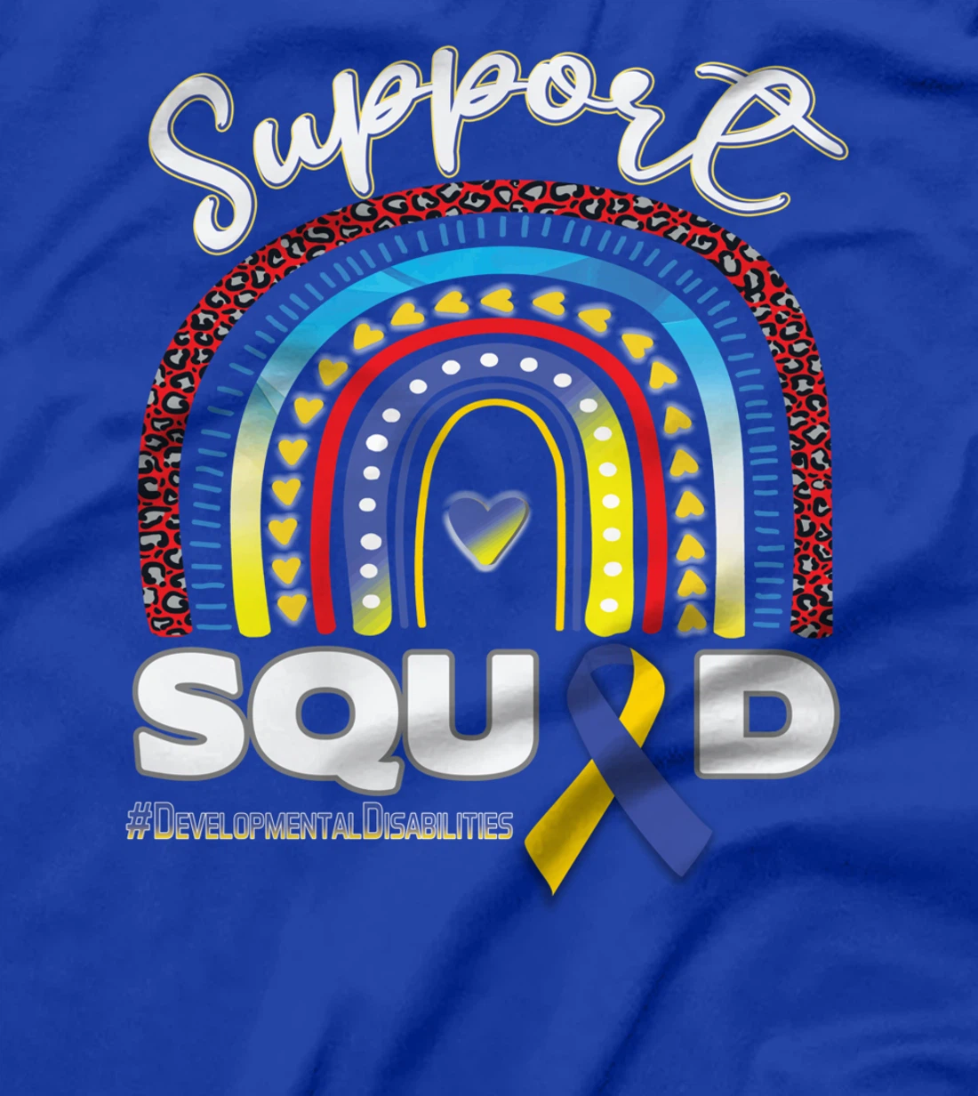 Developmental Disabilities Support Squad Blue Yellow Ribbon T-Shirt