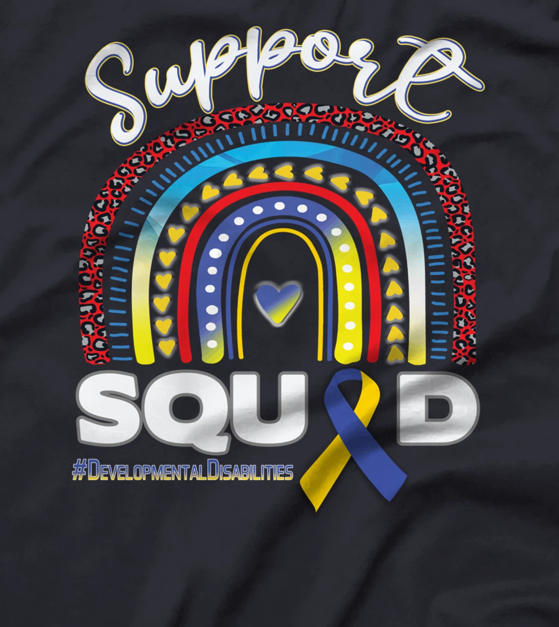 Developmental Disabilities Support Squad Blue Yellow Ribbon T-Shirt
