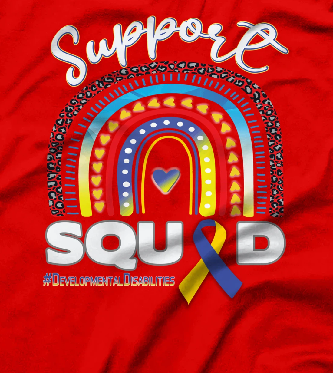 Developmental Disabilities Support Squad Blue Yellow Ribbon T-Shirt