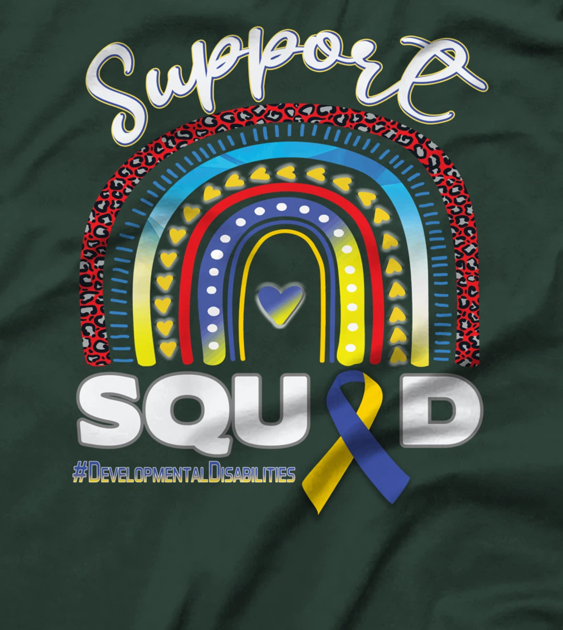 Developmental Disabilities Support Squad Blue Yellow Ribbon T-Shirt