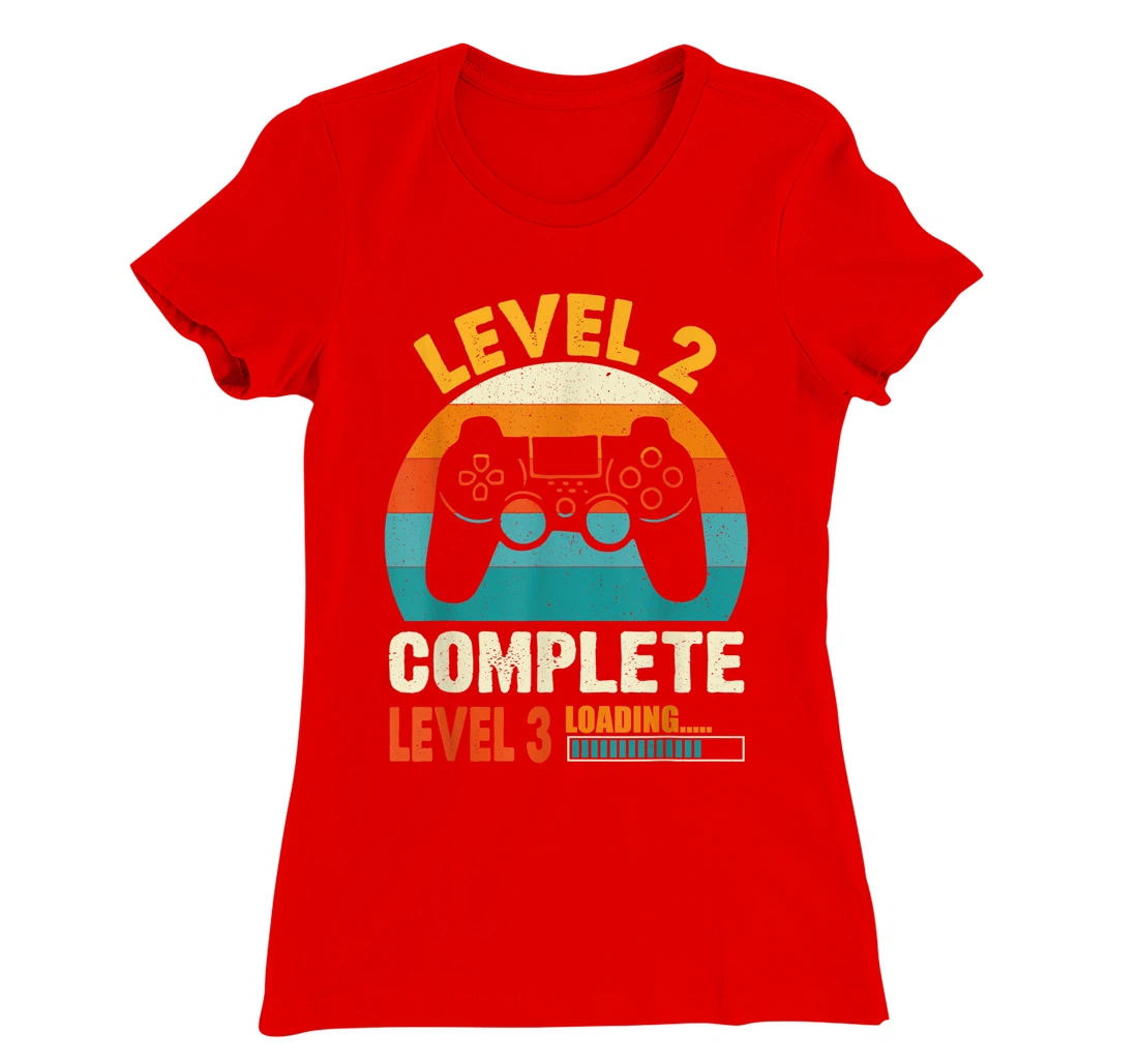 Funny Celebrate 2nd Wedding Vintage Retro Level 2 Complete T-Shirt, Kid T-Shirt and Women T-Shirt