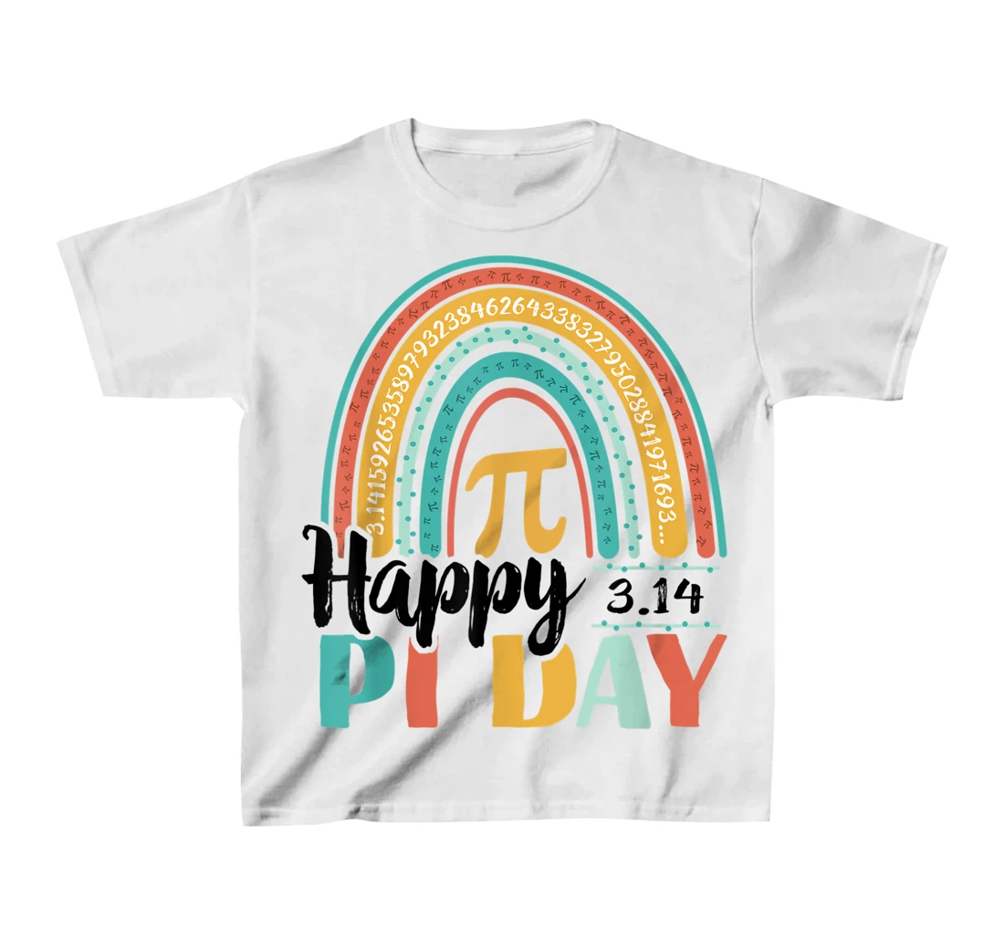 BOHO Rainbow Happy Pi Day 3.14 Math Geek T-Shirt, Kid T-Shirt and Women T-Shirt