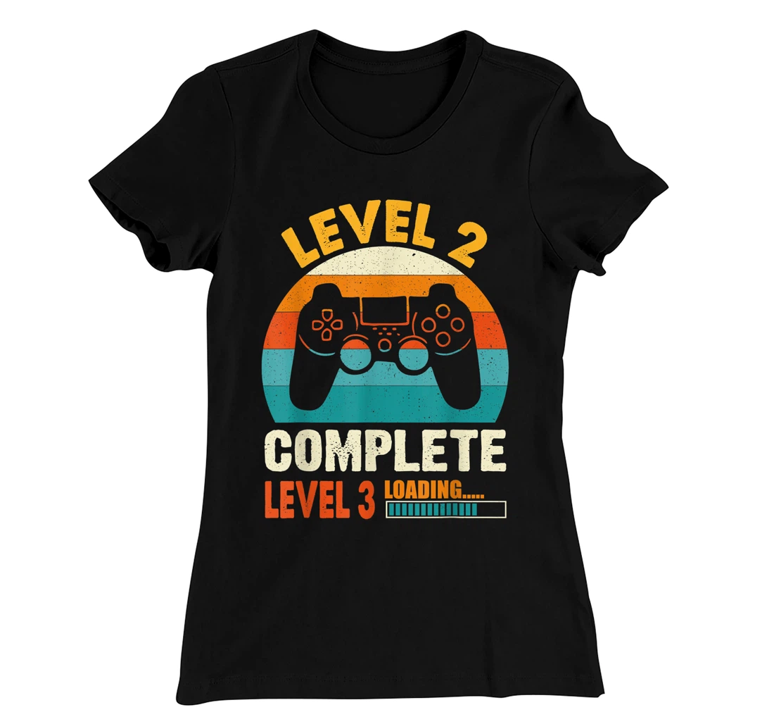 Funny Celebrate 2nd Wedding Vintage Retro Level 2 Complete T-Shirt, Kid T-Shirt and Women T-Shirt