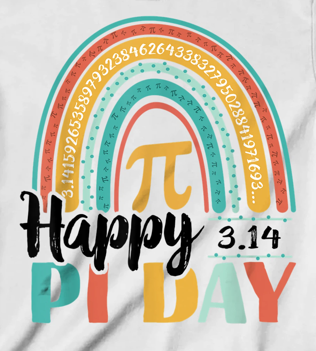 BOHO Rainbow Happy Pi Day 3.14 Math Geek T-Shirt, Kid T-Shirt and Women T-Shirt