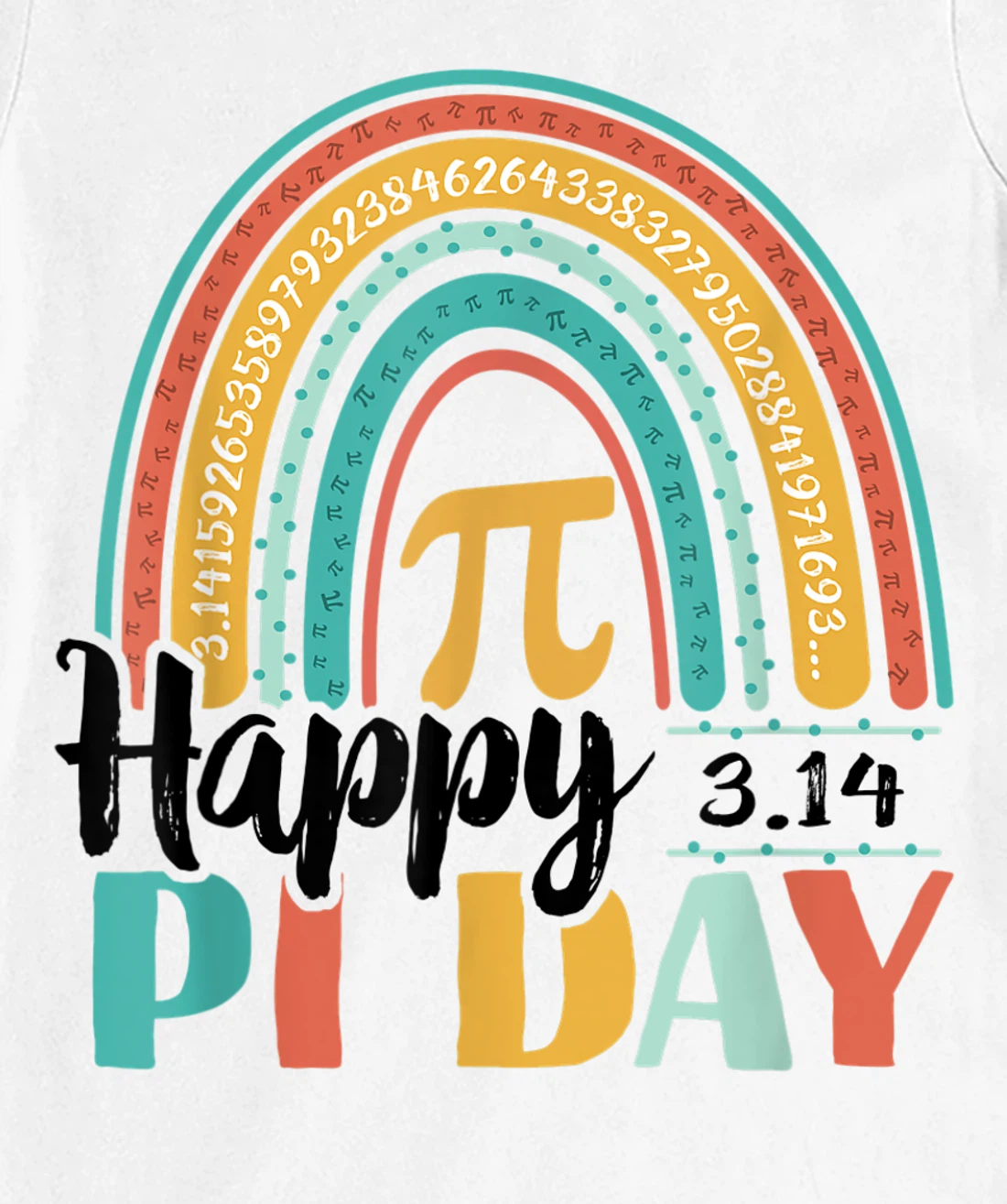 BOHO Rainbow Happy Pi Day 3.14 Math Geek T-Shirt, Kid T-Shirt and Women T-Shirt