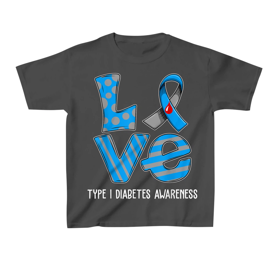 Love Cartoon Support Type 1 Diabetes Awareness 2022 T-Shirt, Kid T-Shirt and Women T-Shirt