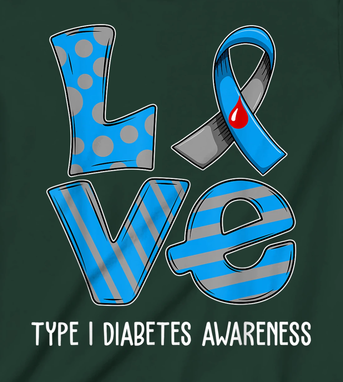Love Cartoon Support Type 1 Diabetes Awareness 2022 T-Shirt, Kid T-Shirt and Women T-Shirt