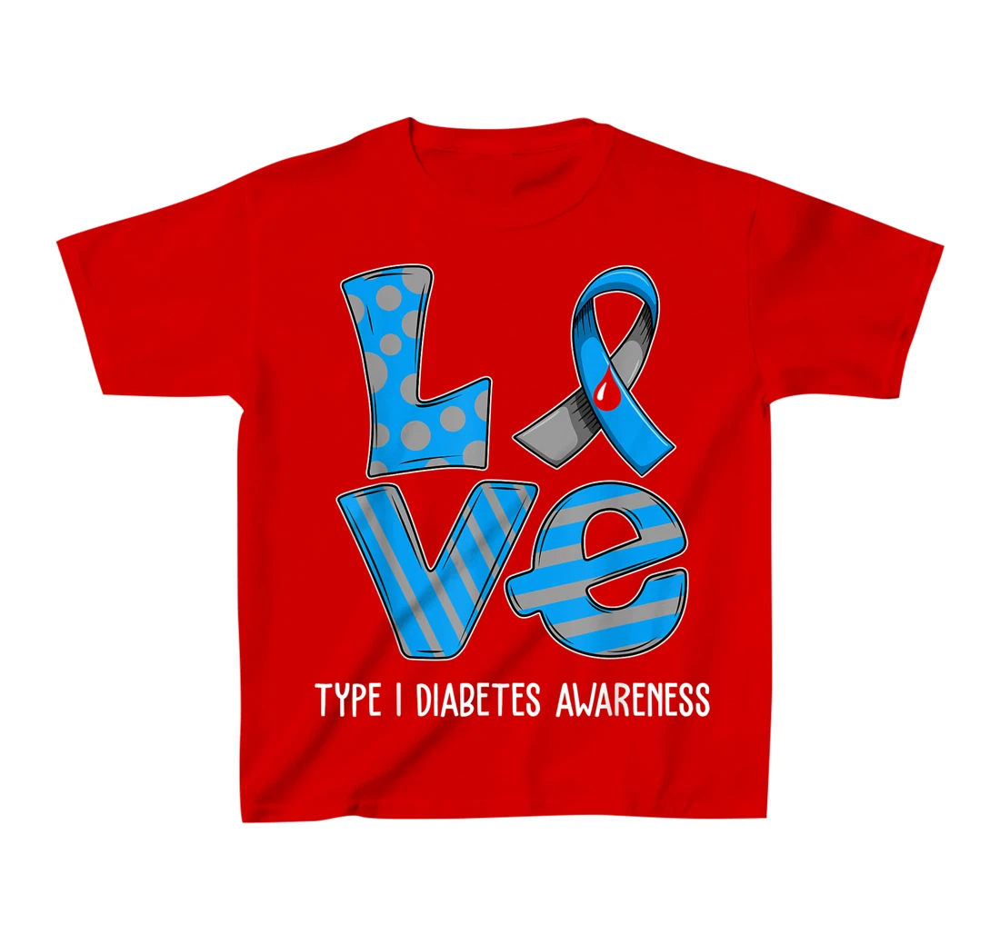 Love Cartoon Support Type 1 Diabetes Awareness 2022 T-Shirt, Kid T-Shirt and Women T-Shirt
