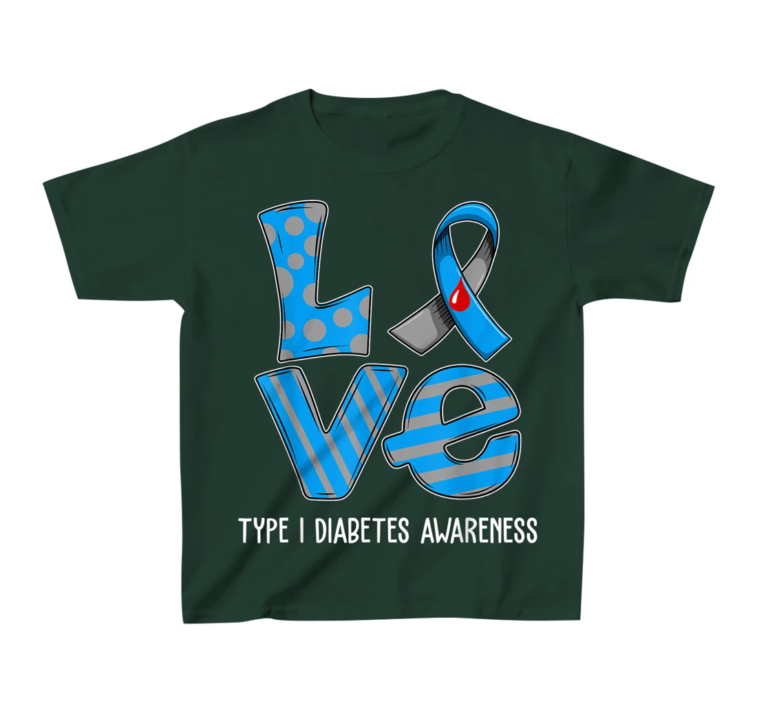 Love Cartoon Support Type 1 Diabetes Awareness 2022 T-Shirt, Kid T-Shirt and Women T-Shirt