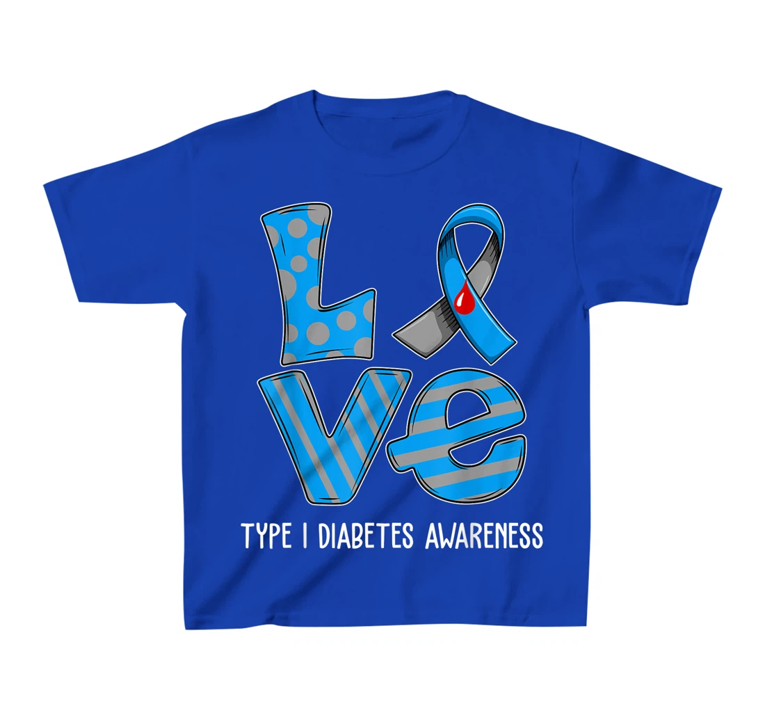 Love Cartoon Support Type 1 Diabetes Awareness 2022 T-Shirt, Kid T-Shirt and Women T-Shirt