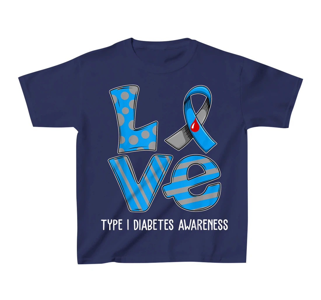 Love Cartoon Support Type 1 Diabetes Awareness 2022 T-Shirt, Kid T-Shirt and Women T-Shirt