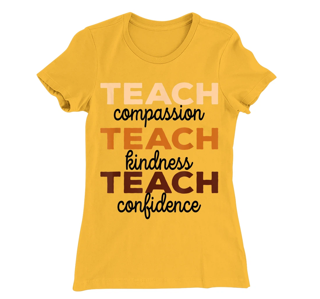 Womens Teach Compassion Kindness Confidence Africa Black Teacher T-Shirt, Women T-Shirt