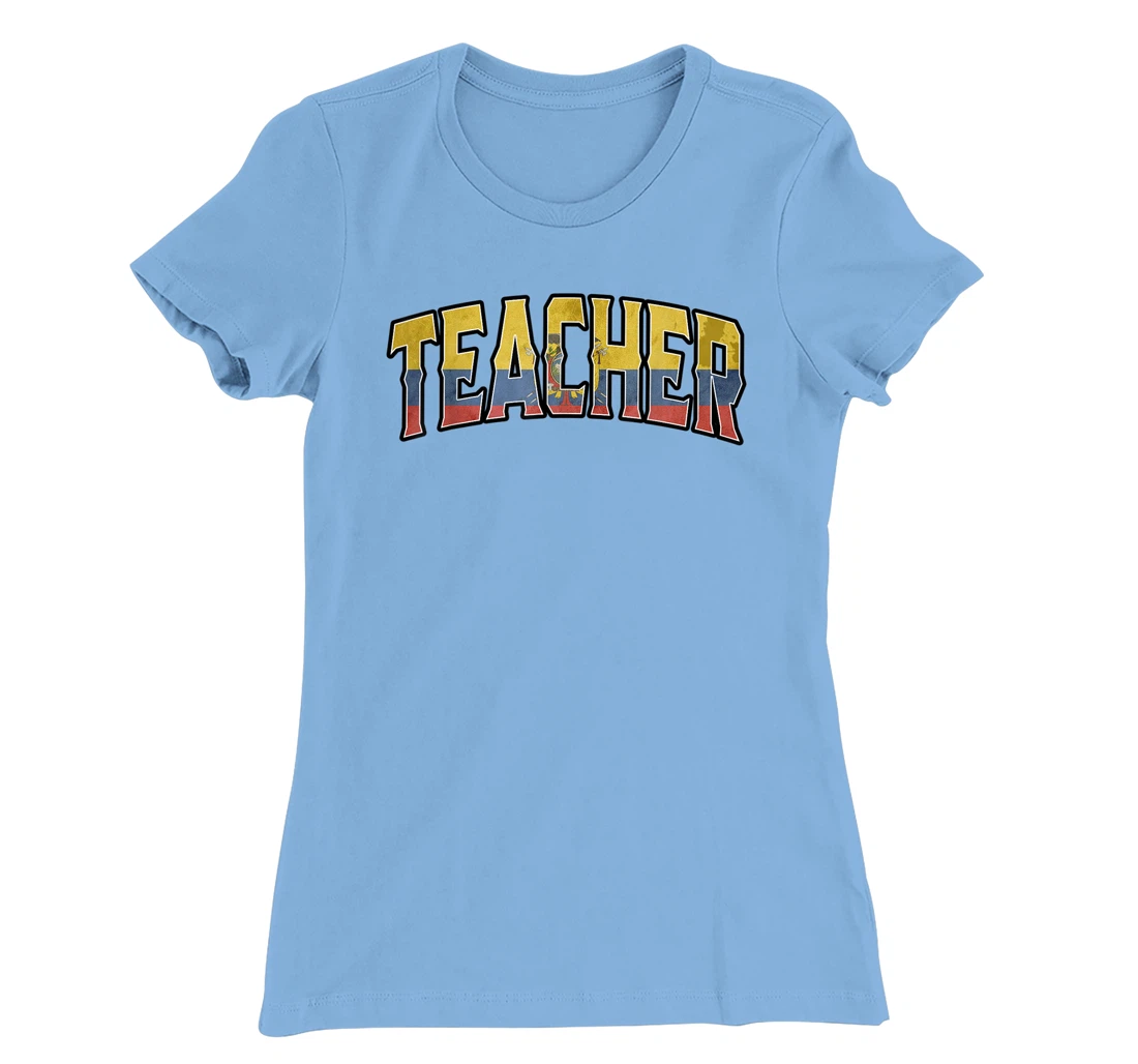 Womens Teacher Ecuadorian Vintage Heritage DNA Flag T-Shirt, Women T-Shirt