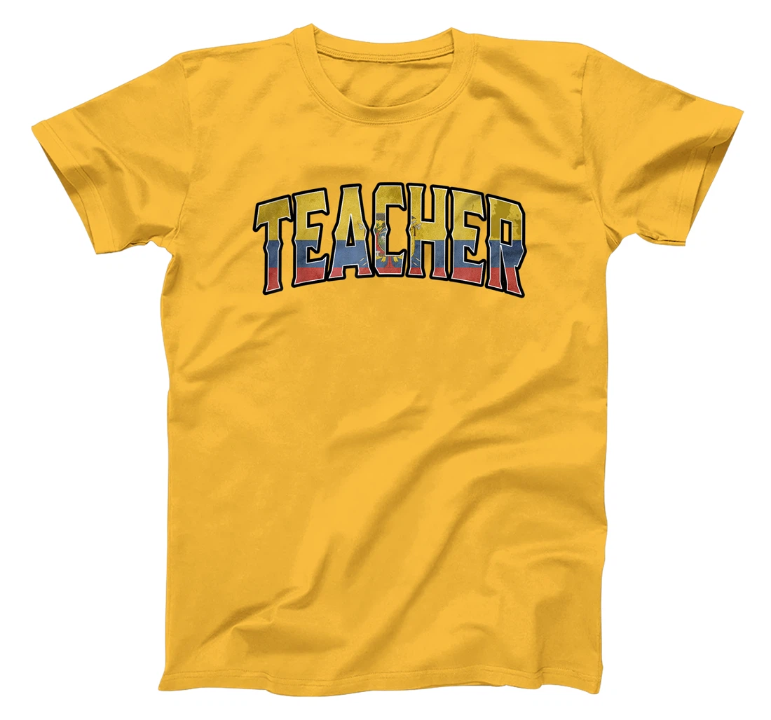 Womens Teacher Ecuadorian Vintage Heritage DNA Flag T-Shirt, Women T-Shirt
