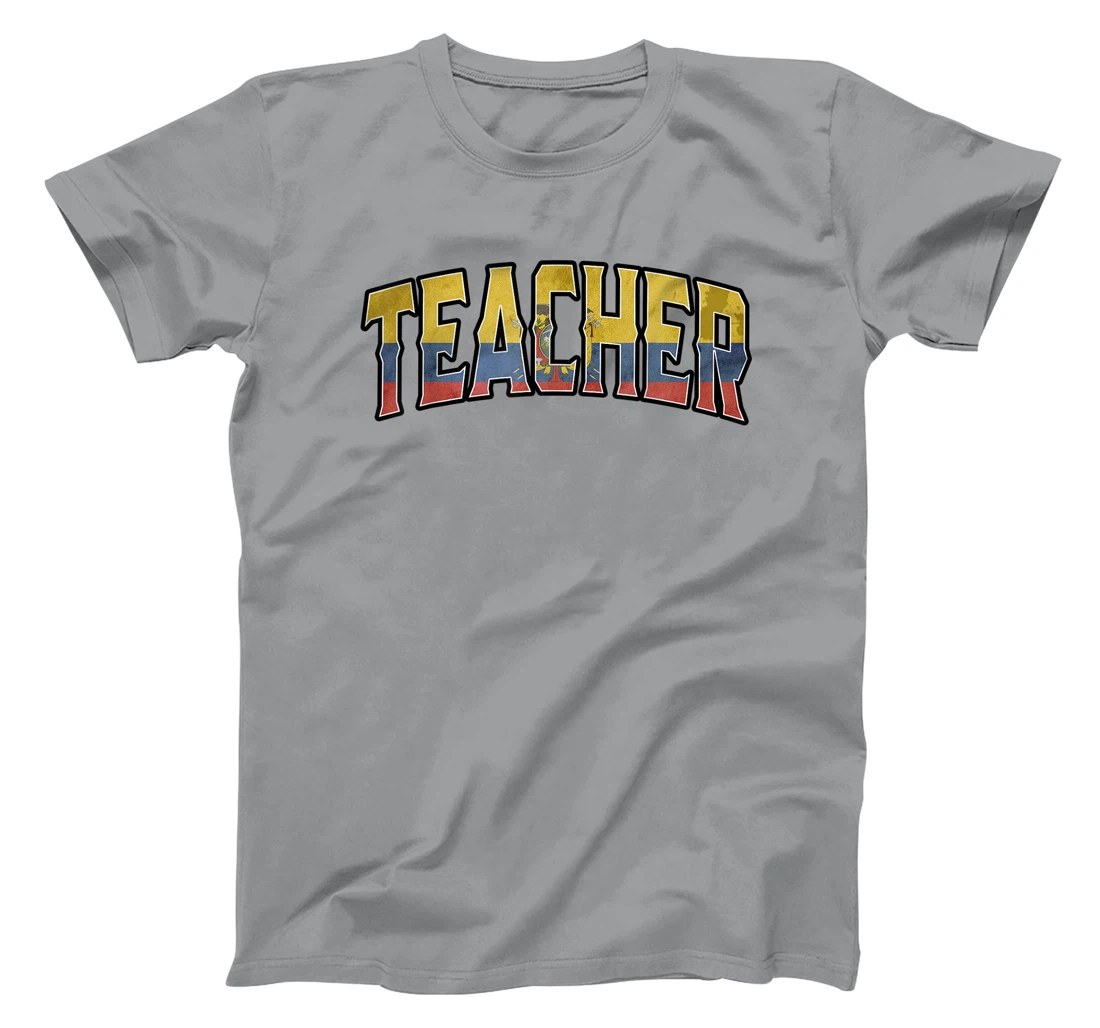 Womens Teacher Ecuadorian Vintage Heritage DNA Flag T-Shirt, Women T-Shirt