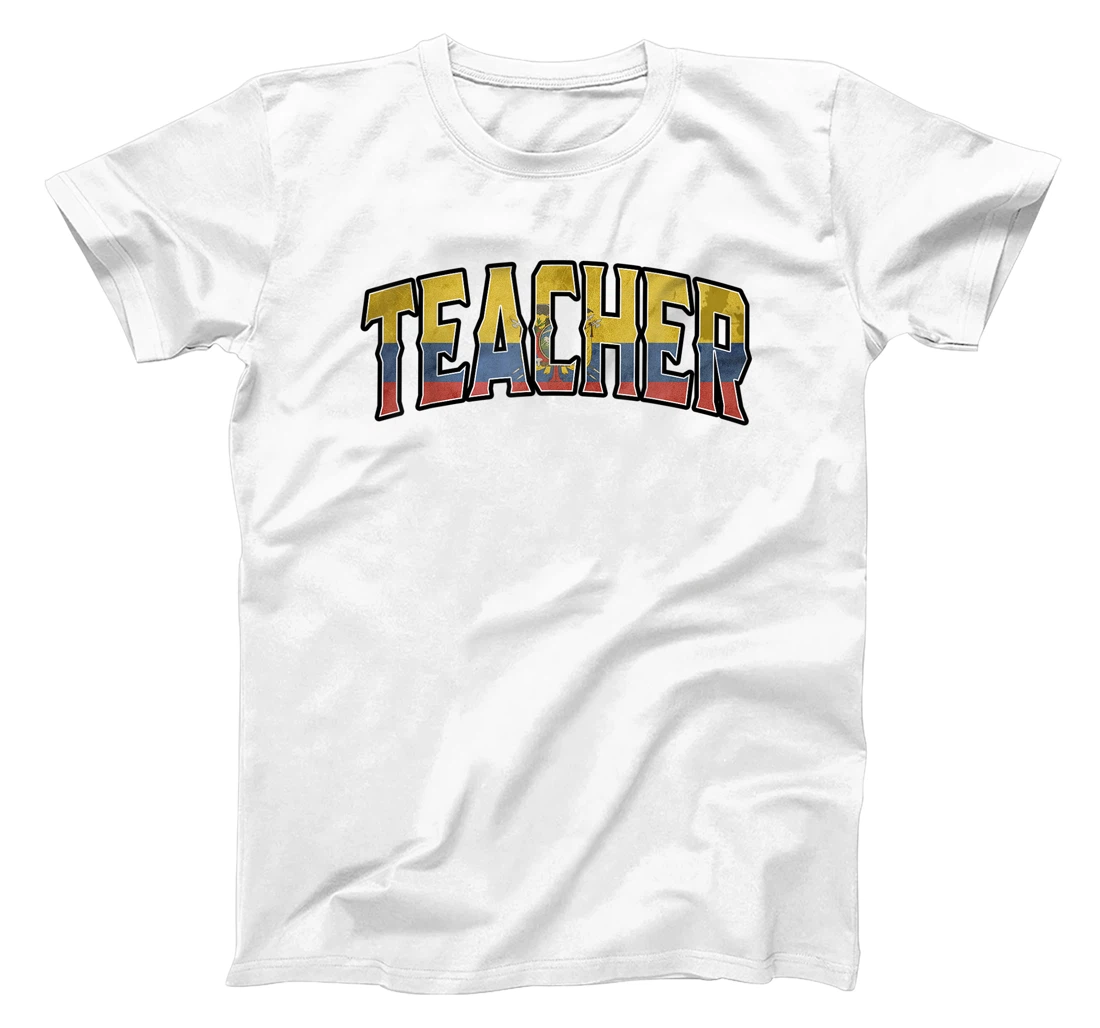 Womens Teacher Ecuadorian Vintage Heritage DNA Flag T-Shirt, Women T-Shirt