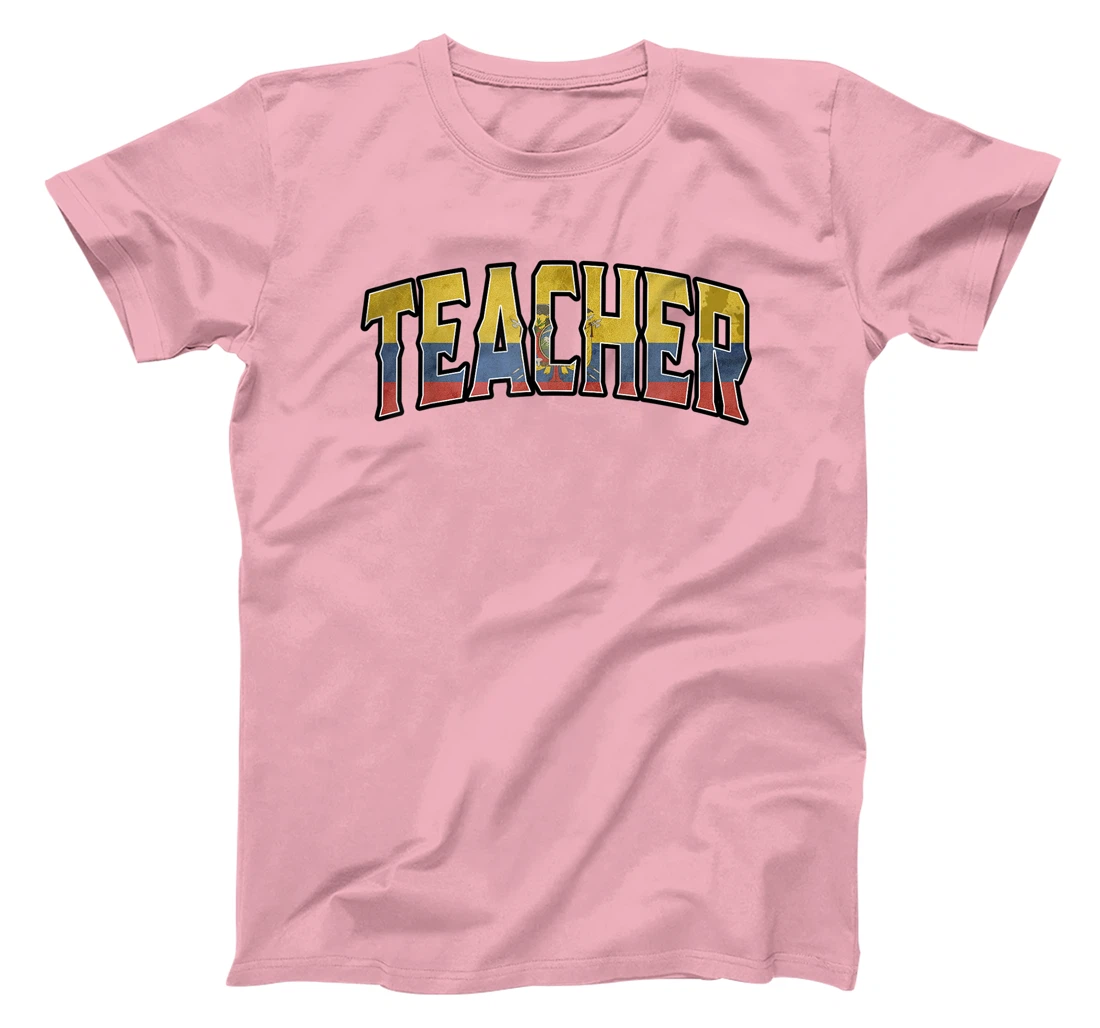 Womens Teacher Ecuadorian Vintage Heritage DNA Flag T-Shirt, Women T-Shirt