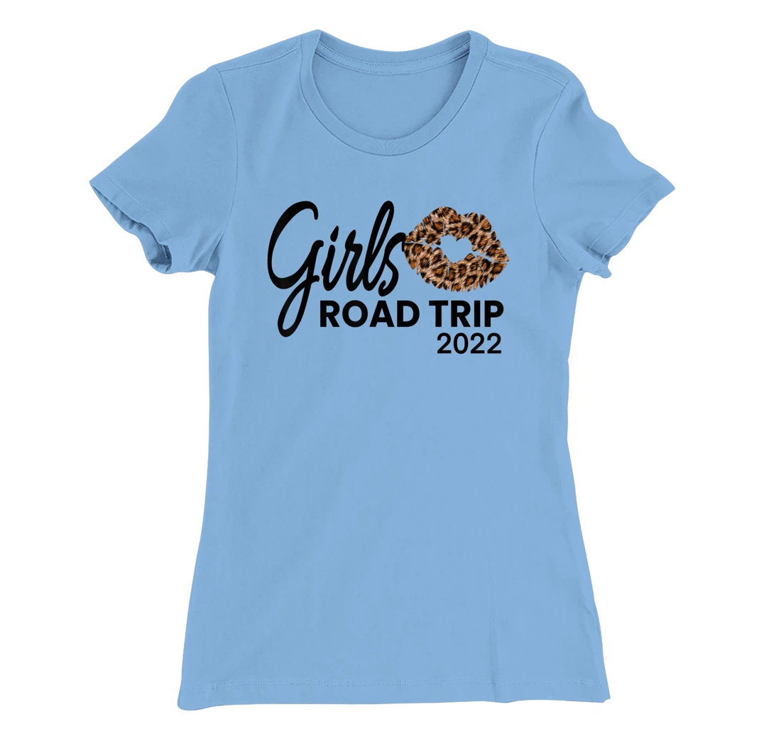 Womens Girls Road Trip 2022 Vacation Weekend Cute Leopard Crew T-Shirt, Kid T-Shirt and Women T-Shirt