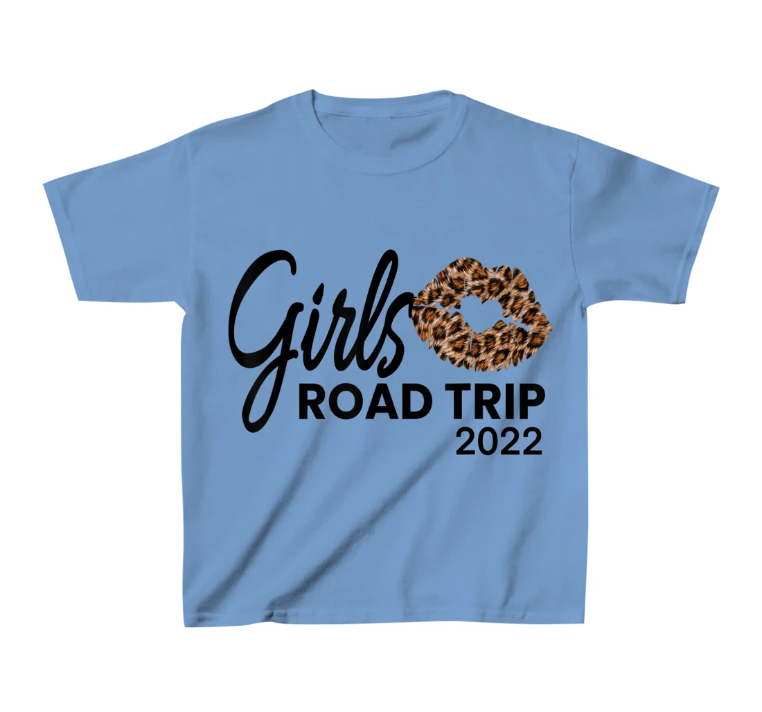 Womens Girls Road Trip 2022 Vacation Weekend Cute Leopard Crew T-Shirt, Kid T-Shirt and Women T-Shirt
