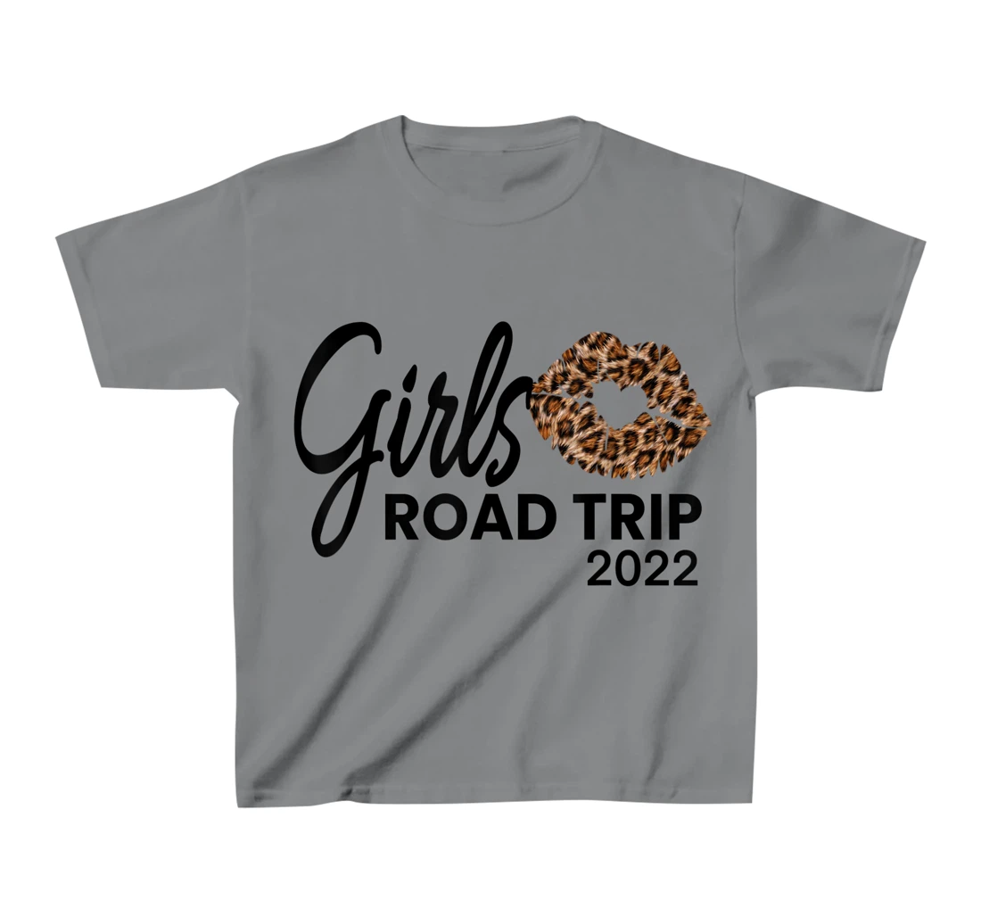Womens Girls Road Trip 2022 Vacation Weekend Cute Leopard Crew T-Shirt, Kid T-Shirt and Women T-Shirt