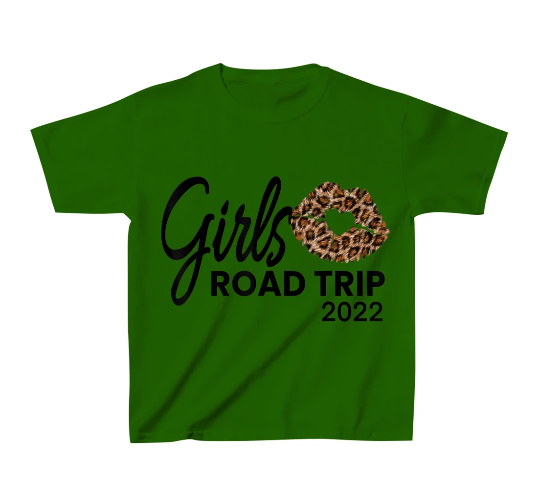 Womens Girls Road Trip 2022 Vacation Weekend Cute Leopard Crew T-Shirt, Kid T-Shirt and Women T-Shirt