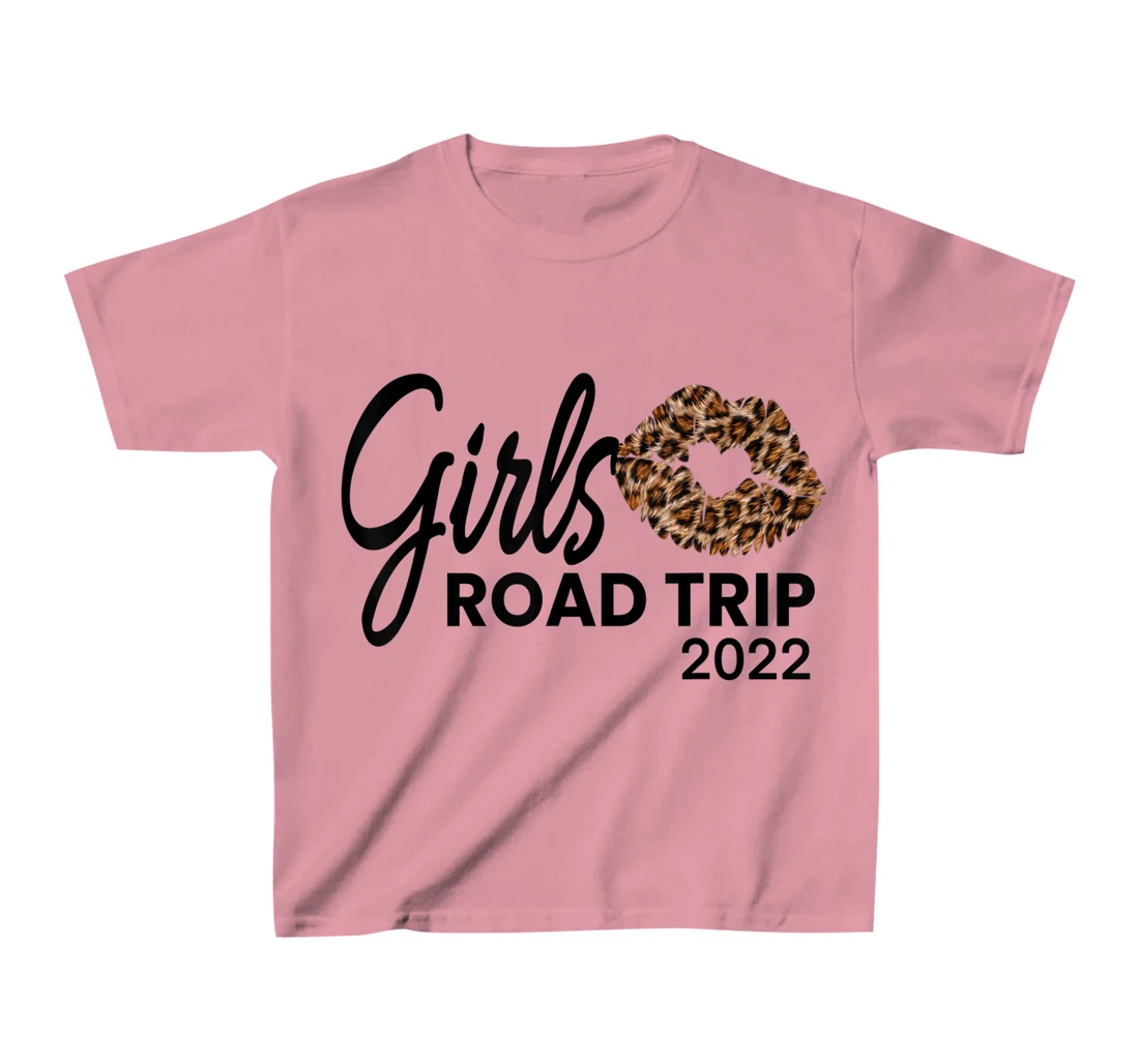 Womens Girls Road Trip 2022 Vacation Weekend Cute Leopard Crew T-Shirt, Kid T-Shirt and Women T-Shirt