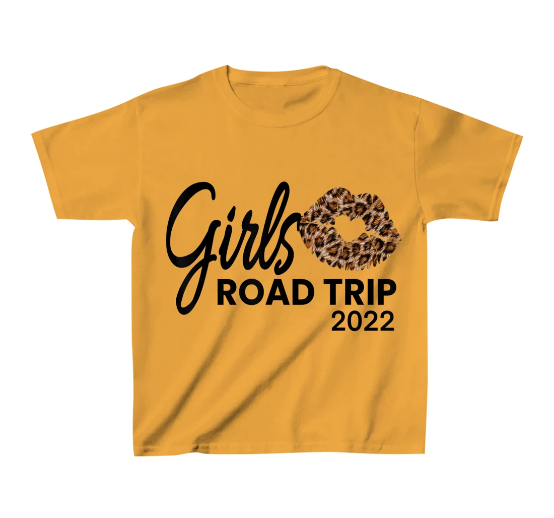 Womens Girls Road Trip 2022 Vacation Weekend Cute Leopard Crew T-Shirt, Kid T-Shirt and Women T-Shirt