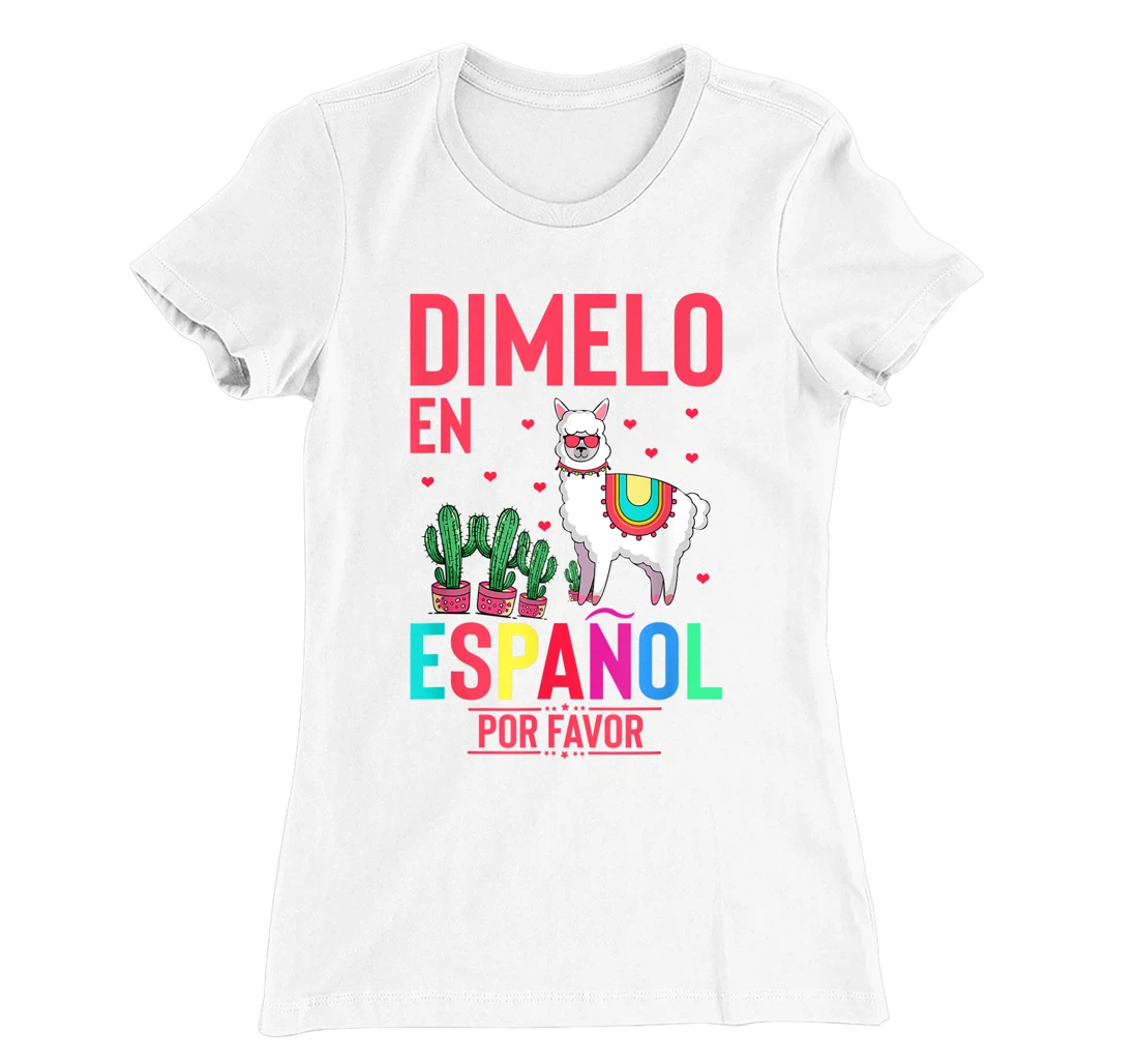 Womens Humorous En Espanol Por Favor Llama Hispanic Enthusiast T-Shirt, Women T-Shirt